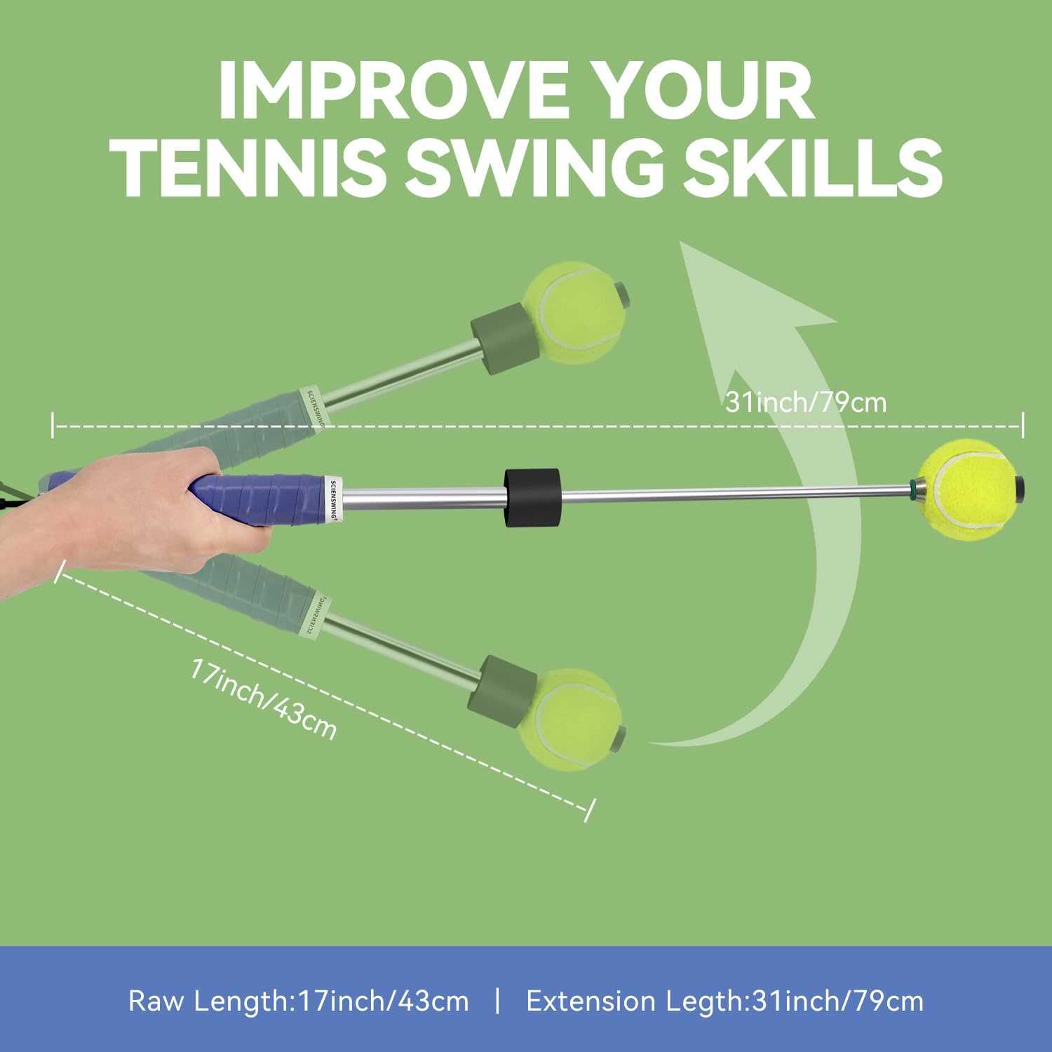 Tennis Swing & Serve Trainer, Retractable Click Feedback Training Tool, Improve Rhythm and Fluidity of Serve, Forehand, Backhand, Smash, Slice, Warm Up Stick for Indoor & Outdoor Practice - Image 3