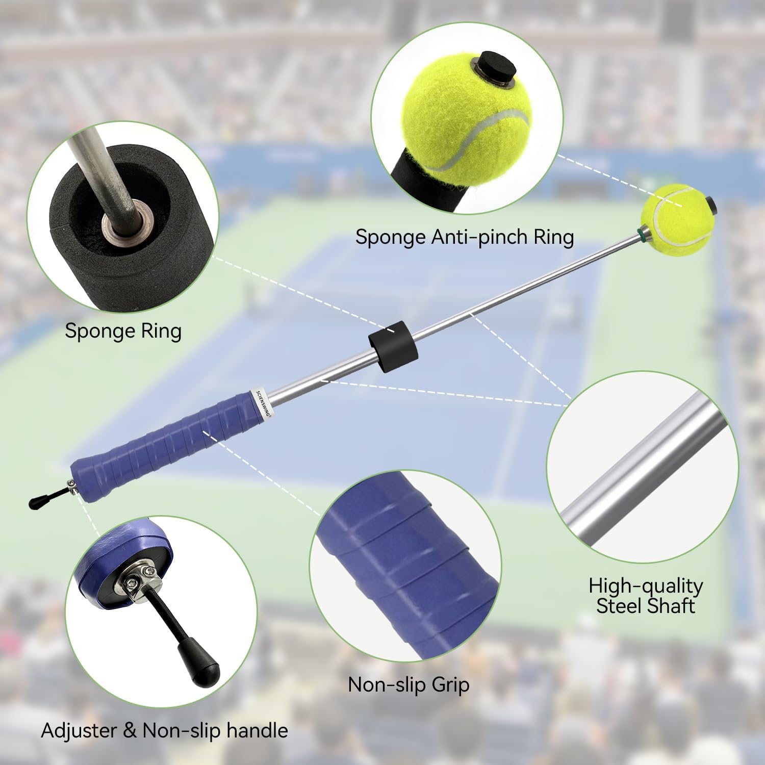 Tennis Swing & Serve Trainer, Retractable Click Feedback Training Tool, Improve Rhythm and Fluidity of Serve, Forehand, Backhand, Smash, Slice, Warm Up Stick for Indoor & Outdoor Practice - Image 4