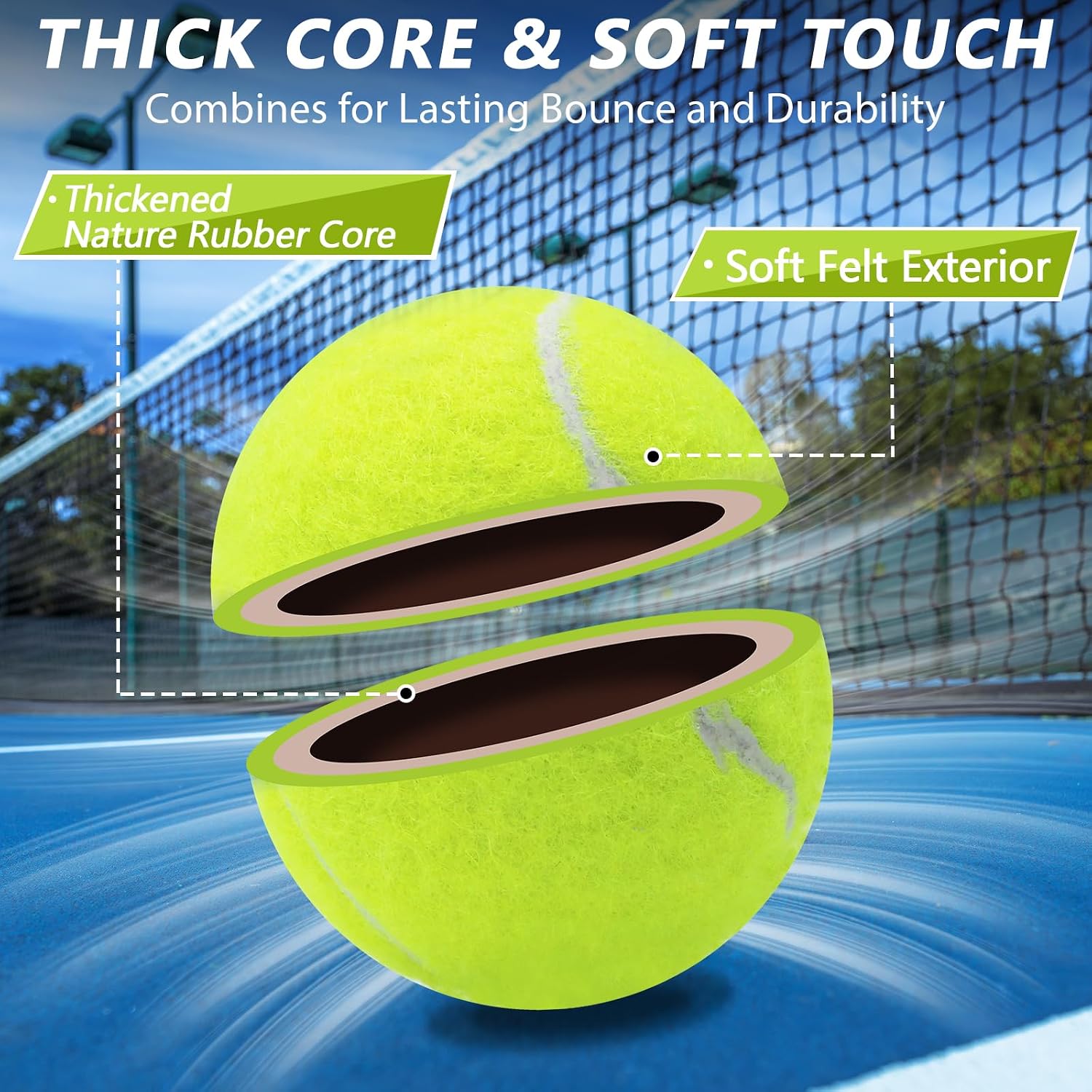 Tennis Balls,8/18/40/90 Pack Training Tennis Balls Practice Balls with Mesh Bag for Easy Transport, Pet Dog Playing Balls, fit for Beginner Training Ball - Image 3