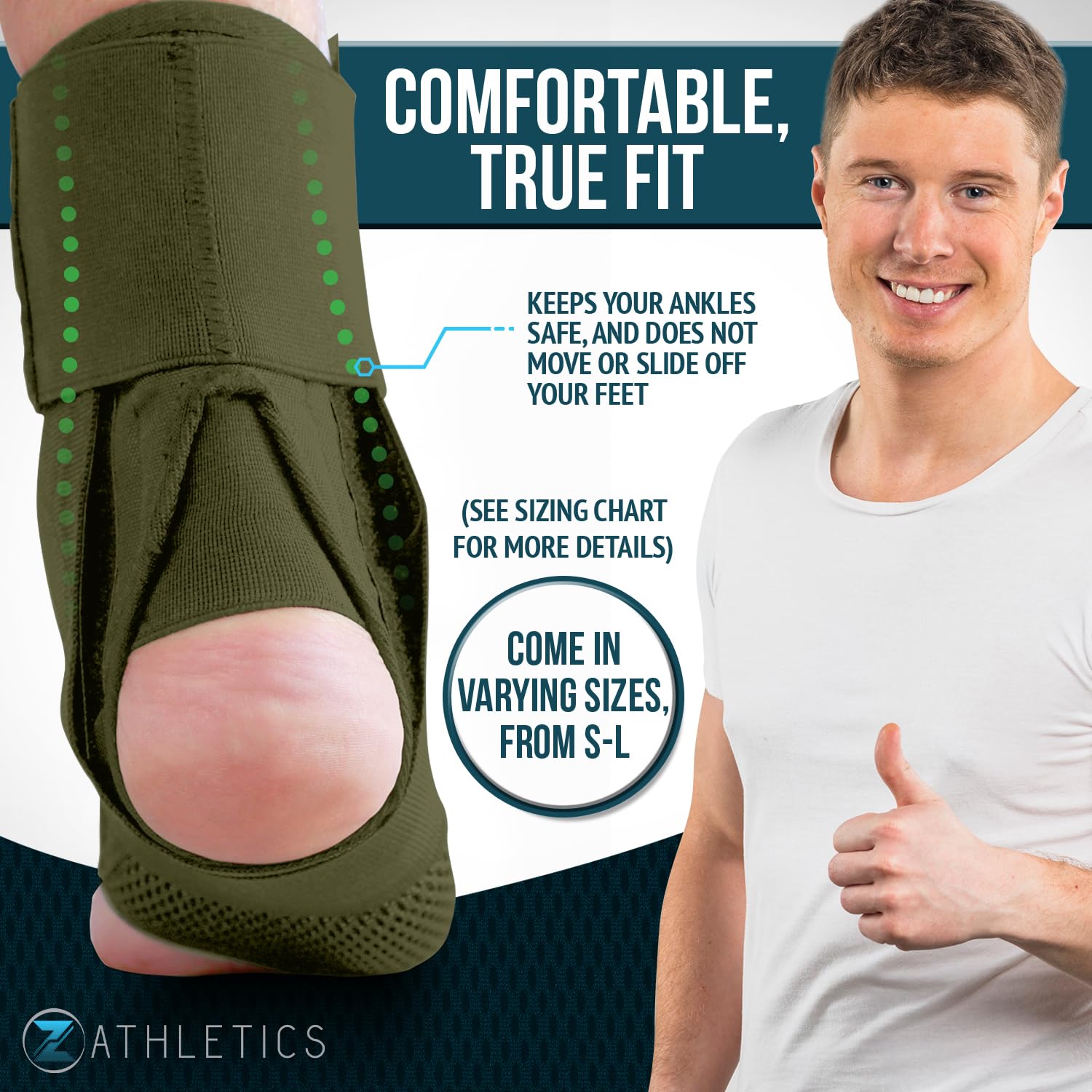 Z ATHLETICS Ankle Brace, Lace Up Adjustable Support – for Running, Basketball, Injury Recovery, Sprains! Ankle Support for Men, Women, and Youth - Image 3