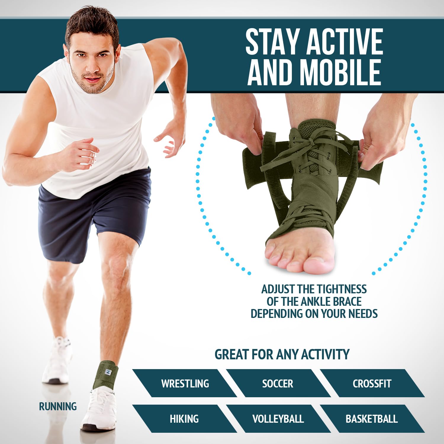 Z ATHLETICS Ankle Brace, Lace Up Adjustable Support – for Running, Basketball, Injury Recovery, Sprains! Ankle Support for Men, Women, and Youth - Image 6