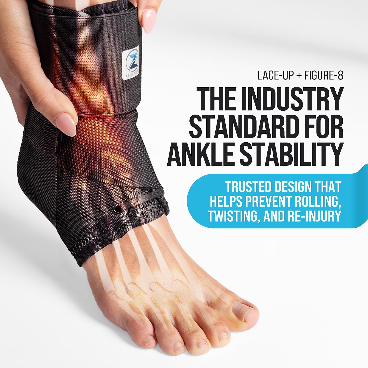 Z ATHLETICS Ankle Brace for Women & Men - Lace Up Adjustable Support with Side Stabilizers for Sprained Ankle, Achilles Tendonitis Relief | Basketball, Volleyball, Running & Sports Recovery - Image 2