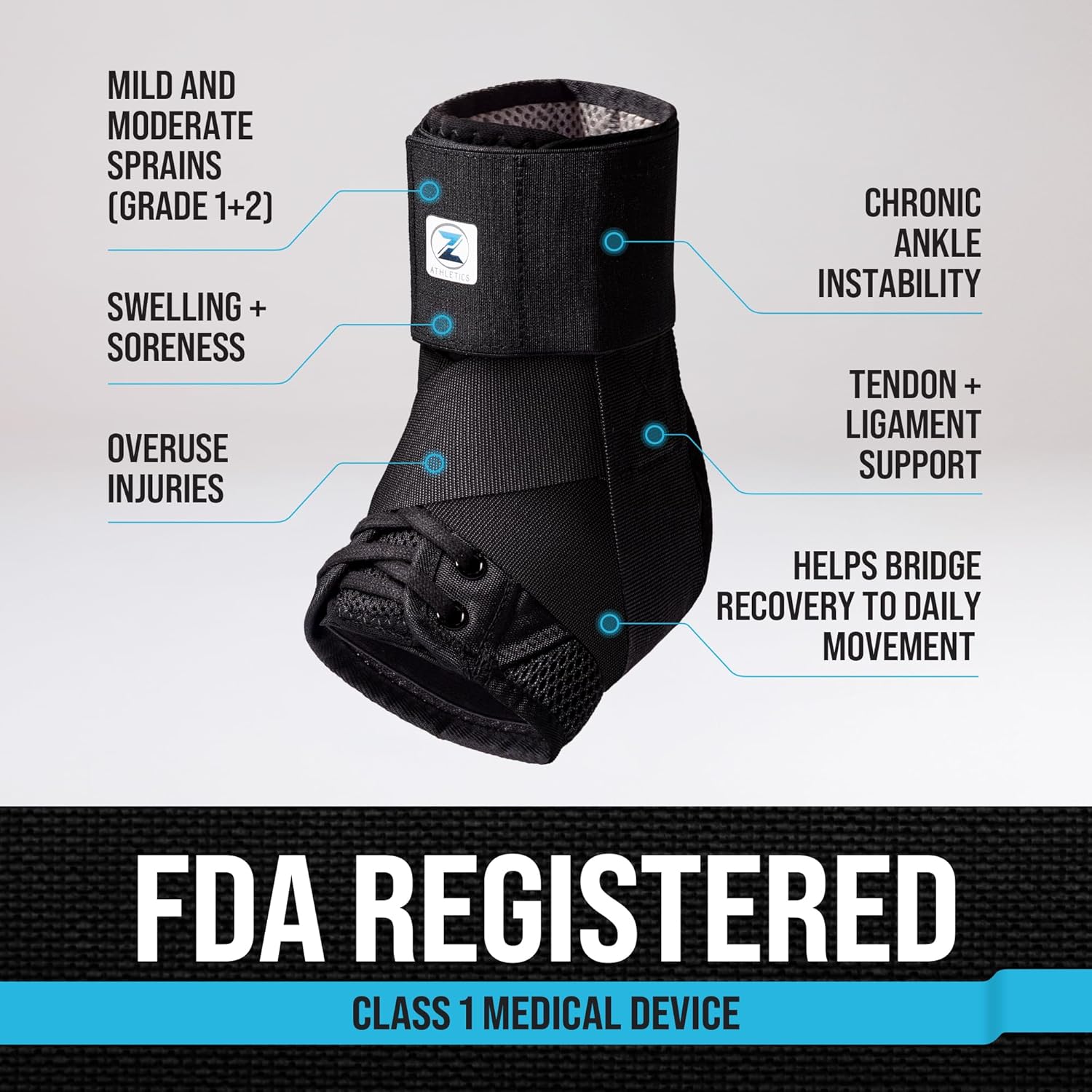 Z ATHLETICS Ankle Brace for Women & Men - Lace Up Adjustable Support with Side Stabilizers for Sprained Ankle, Achilles Tendonitis Relief | Basketball, Volleyball, Running & Sports Recovery - Image 4
