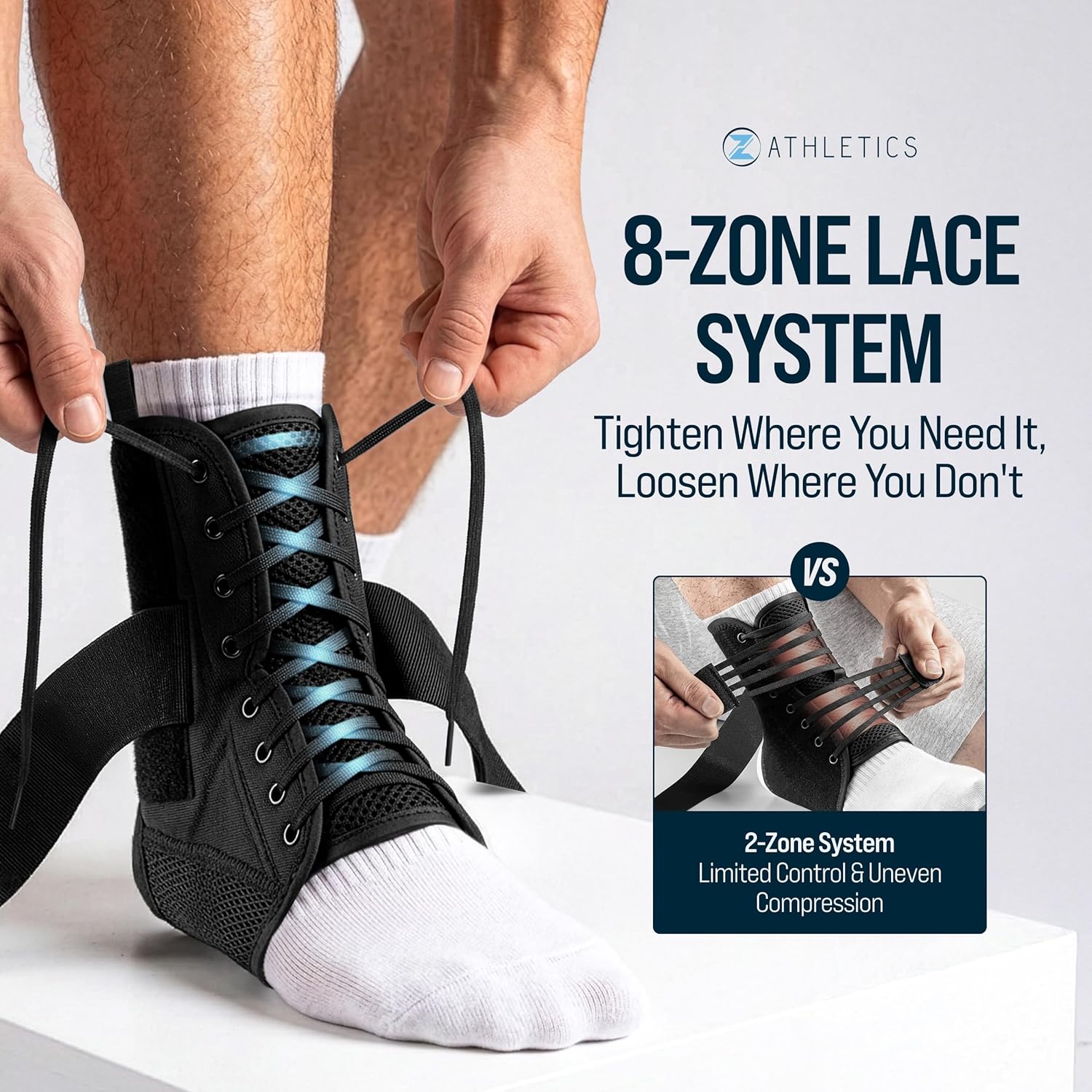 Z ATHLETICS Ankle Brace for Women & Men - Lace Up Adjustable Support with Side Stabilizers for Sprained Ankle, Achilles Tendonitis Relief | Basketball, Volleyball, Running & Sports Recovery - Image 7