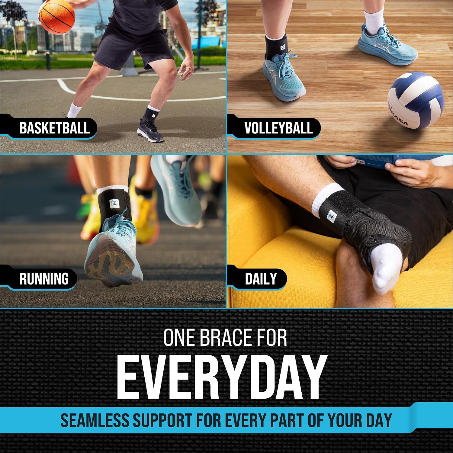 Z ATHLETICS Ankle Brace for Women & Men - Lace Up Adjustable Support with Side Stabilizers for Sprained Ankle, Achilles Tendonitis Relief | Basketball, Volleyball, Running & Sports Recovery - Image 8