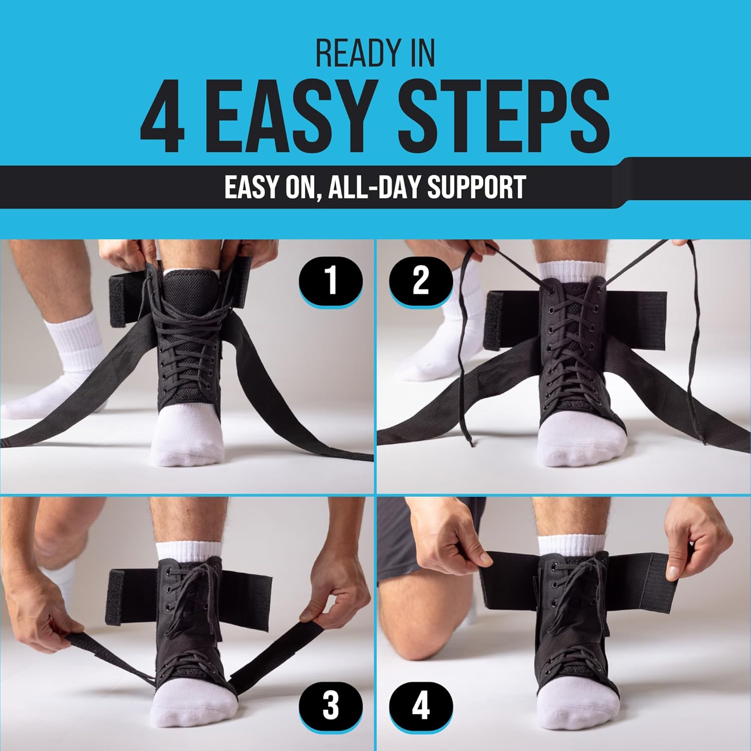 Z ATHLETICS Ankle Brace for Women & Men - Lace Up Adjustable Support with Side Stabilizers for Sprained Ankle, Achilles Tendonitis Relief | Basketball, Volleyball, Running & Sports Recovery - Image 9