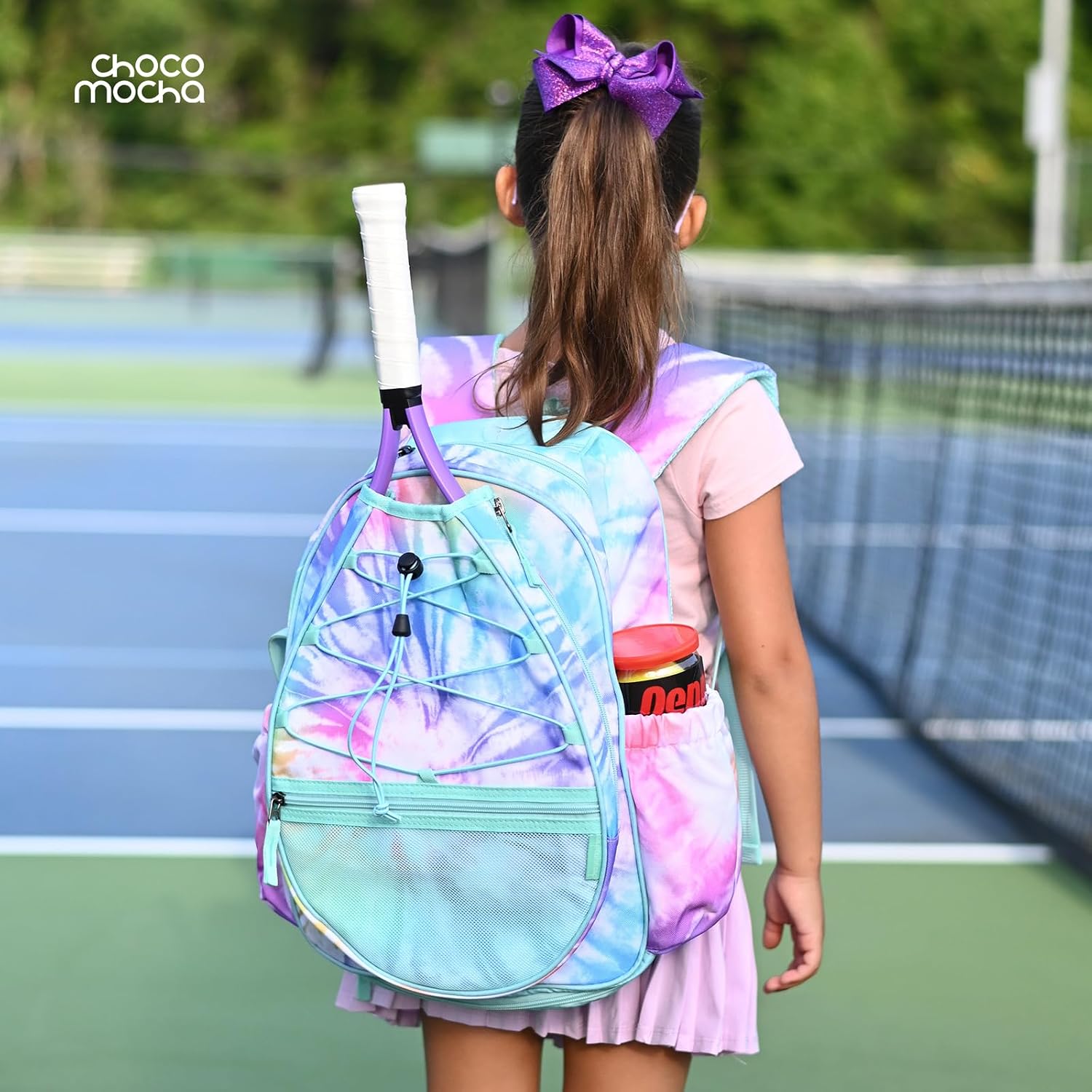 Choco Mocha Kids Tennis Bag, 16 Inch Youth & Junior Tennis Backpack with Shoe Compartment, Holds 2 Rackets (21–23 Inch) - Image 2