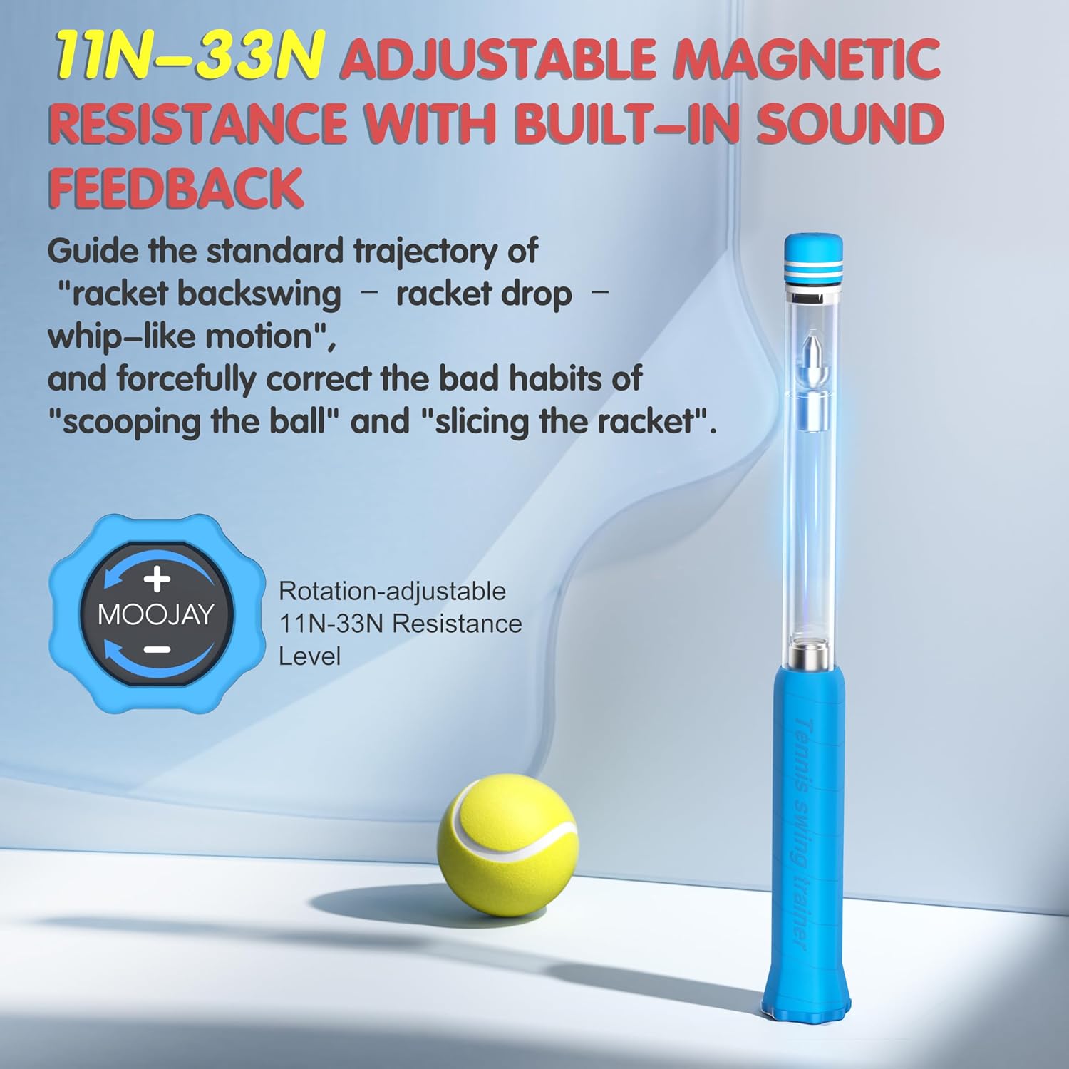 Tennis Power Trainer with Magnetic Resistance, MOOJAY Swing Trainer Sound Feedback for Correct Technique PP Handle, Suitable for Beginners & Pros – Training, Fitness, and Professional Use - Image 3