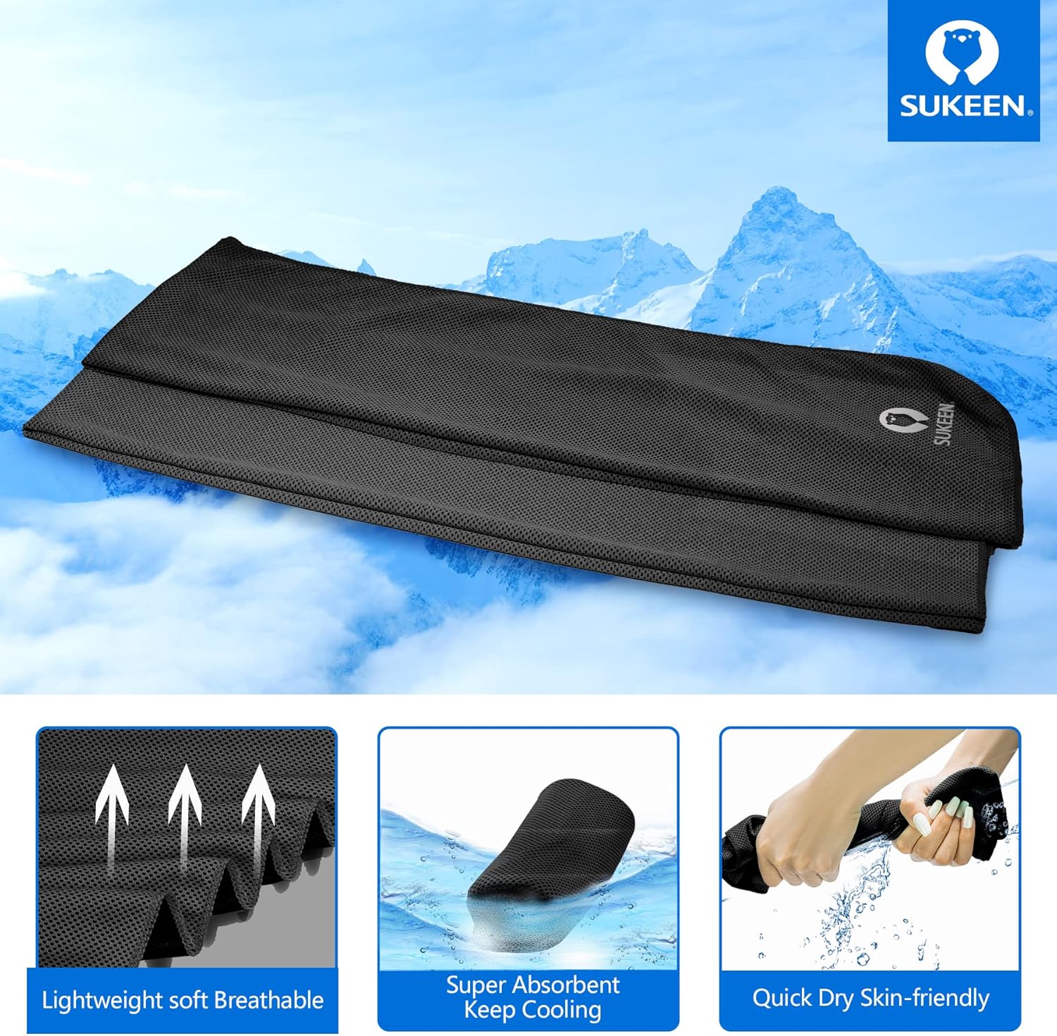 Sukeen Cooling Towel for Neck and Face (40"x12"), Microfiber Bulk Cooling Towels for Athletes Cooling Neck Wraps Instant Cooling Towels for Yoga,Gym,Golf,Running,Fitness and Workout - Image 2
