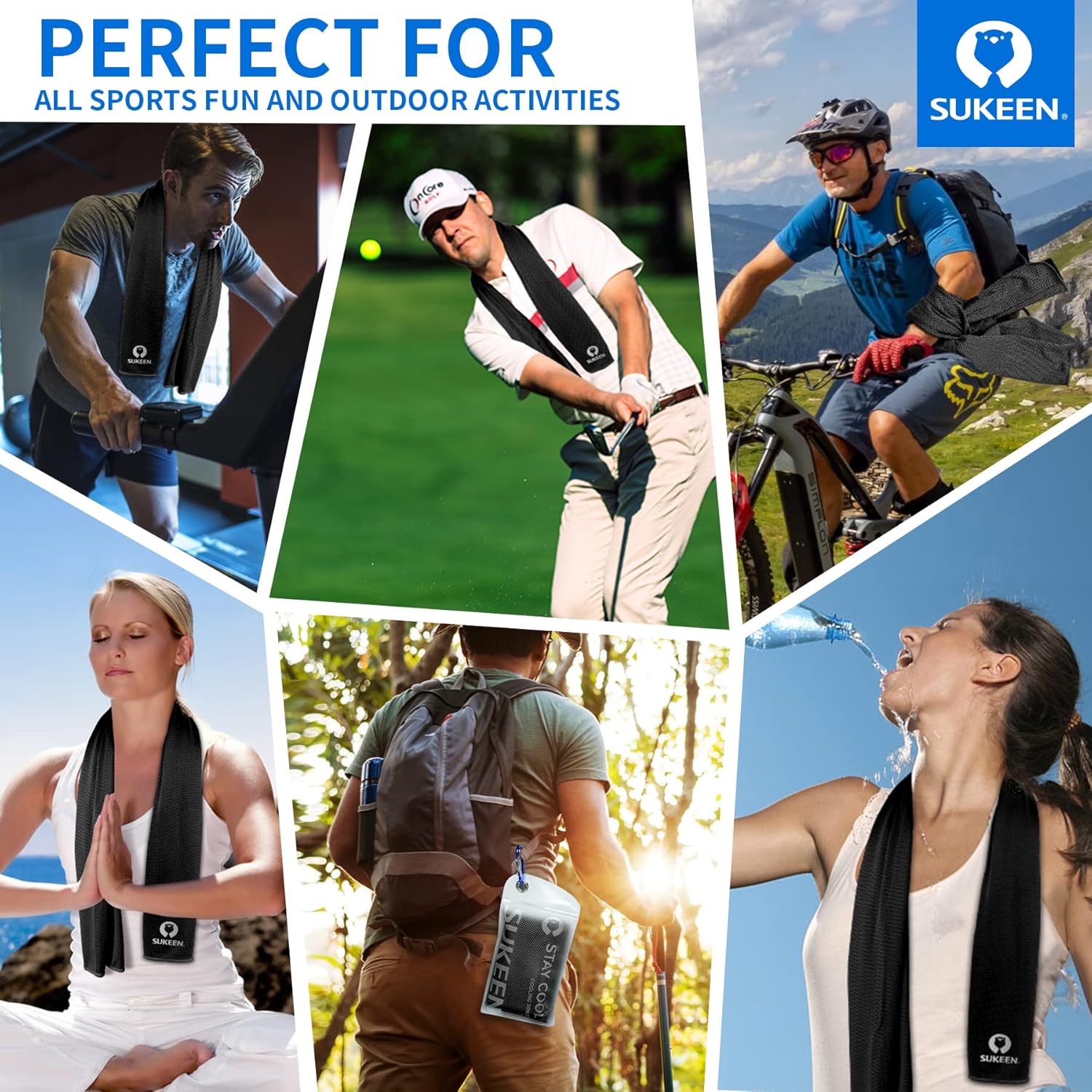 Sukeen Cooling Towel for Neck and Face (40"x12"), Microfiber Bulk Cooling Towels for Athletes Cooling Neck Wraps Instant Cooling Towels for Yoga,Gym,Golf,Running,Fitness and Workout - Image 6