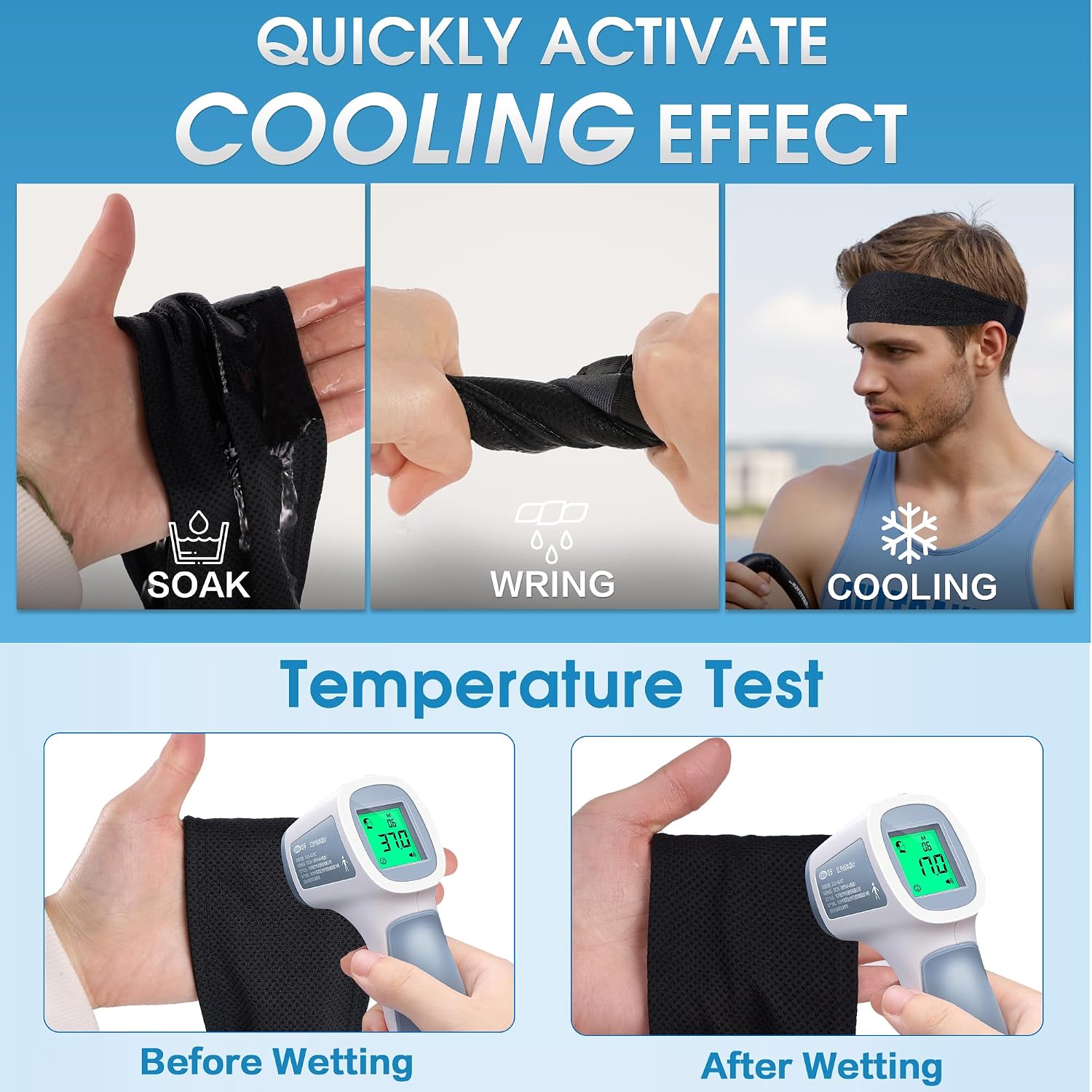 Sukeen Cooling Sports Headbands for Men: Instant Cooling Moisture Wicking Sweatbands Non-Slip Elastic Mens Headband Gym - Image 7