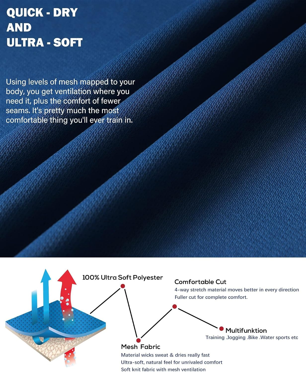 Kinglaman 1/5 Pack Mesh Workout Shirts for Men Dry Fit Gym Quick Dry Athletic Short Sleeve Sports T-Shirt Moisture Wicking - Image 5