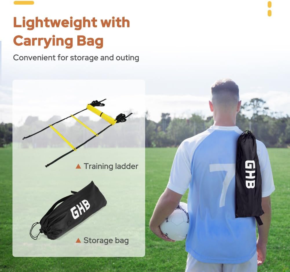 GHB Pro Agility Ladder Agility Training Ladder Speed 12 Rung 20ft with Carrying Bag - Image 7