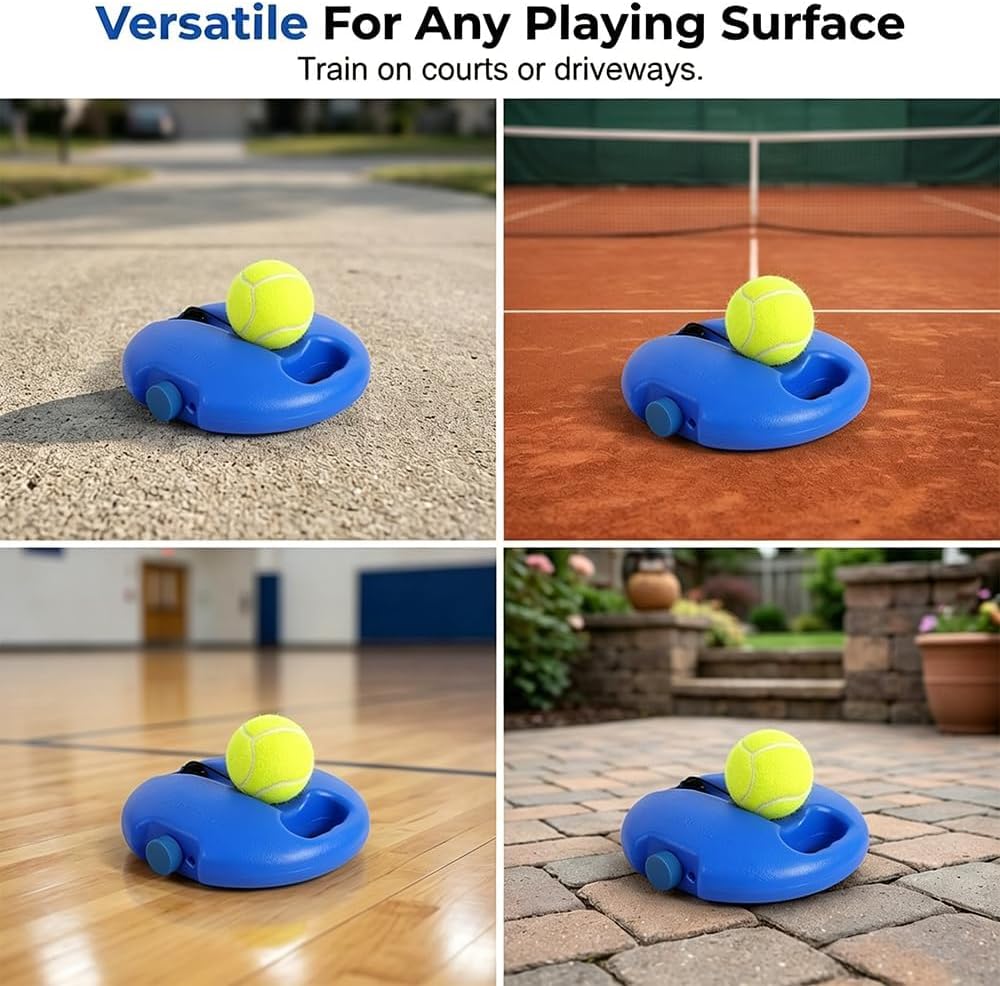 HISKI Tennis Ball Training Baseboard, Tennis Rebounder with Weighted Base, Tennis Trainer Ball with String, Portable Tennis Training Equipment Self Training Tool - Image 5