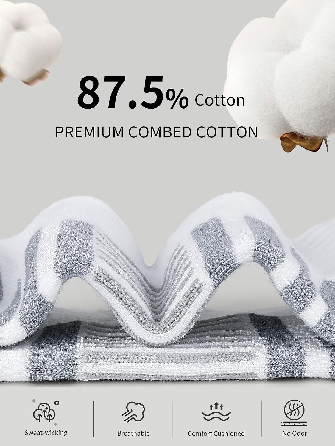 Airacker Athletic Running Ankle Cotton Socks, Low Cut Cushioned functional Anti-Blister Tab Sports Socks for Men Women 6pairs - Image 5