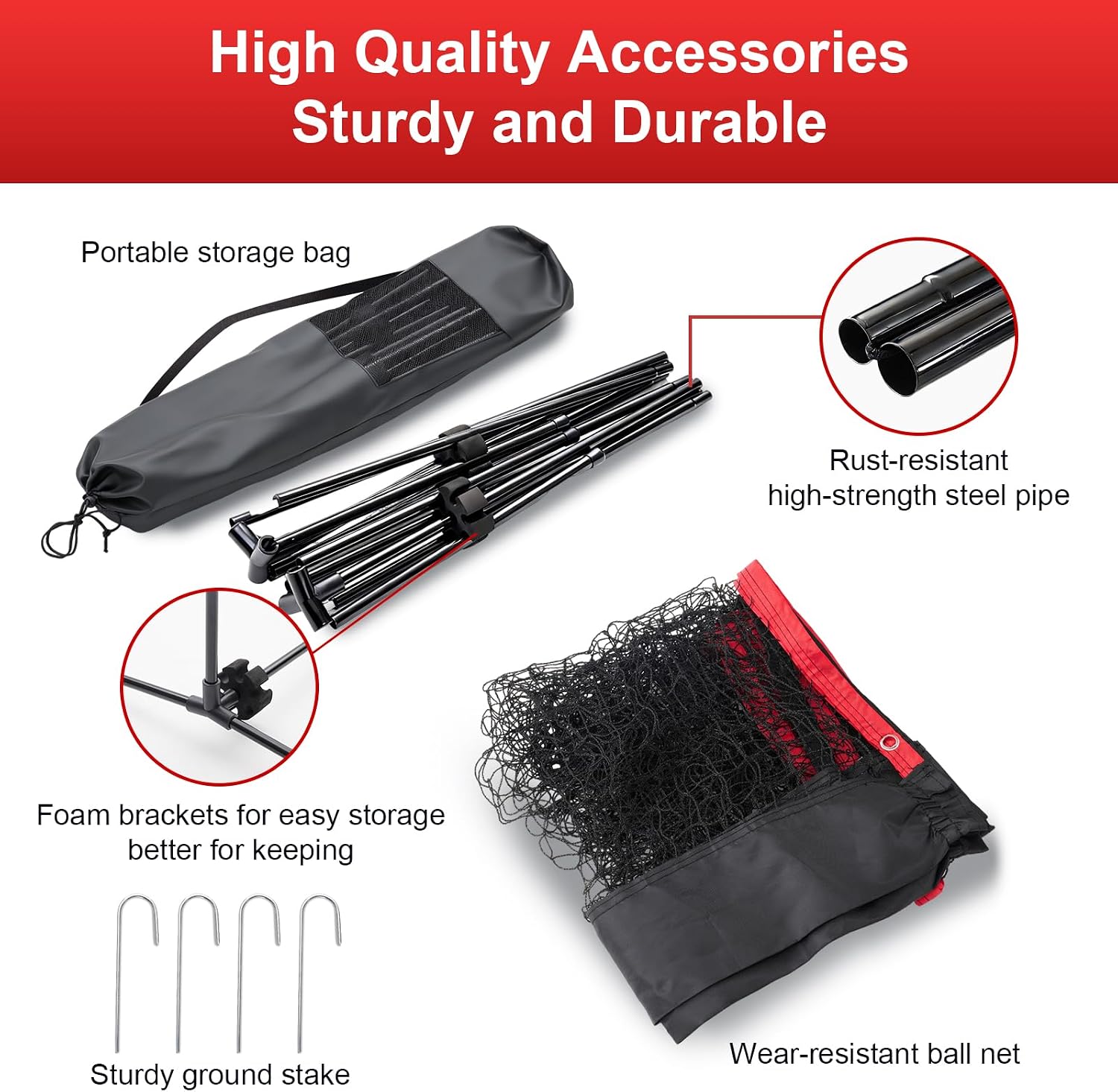 NEWBULIG Portable Badminton Net Set, 10FT/14FT/17FT Wide, Adjustable Height Multi Sport Net for Pickleball, Tennis, Volleyball, Soccer Tennis, Indoor Outdoor with Carry Bag, Easy Setup for Backyard - Image 7