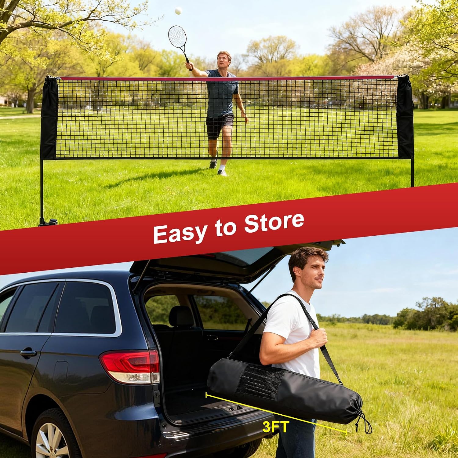 NEWBULIG Portable Badminton Net Set, 10FT/14FT/17FT Wide, Adjustable Height Multi Sport Net for Pickleball, Tennis, Volleyball, Soccer Tennis, Indoor Outdoor with Carry Bag, Easy Setup for Backyard - Image 9
