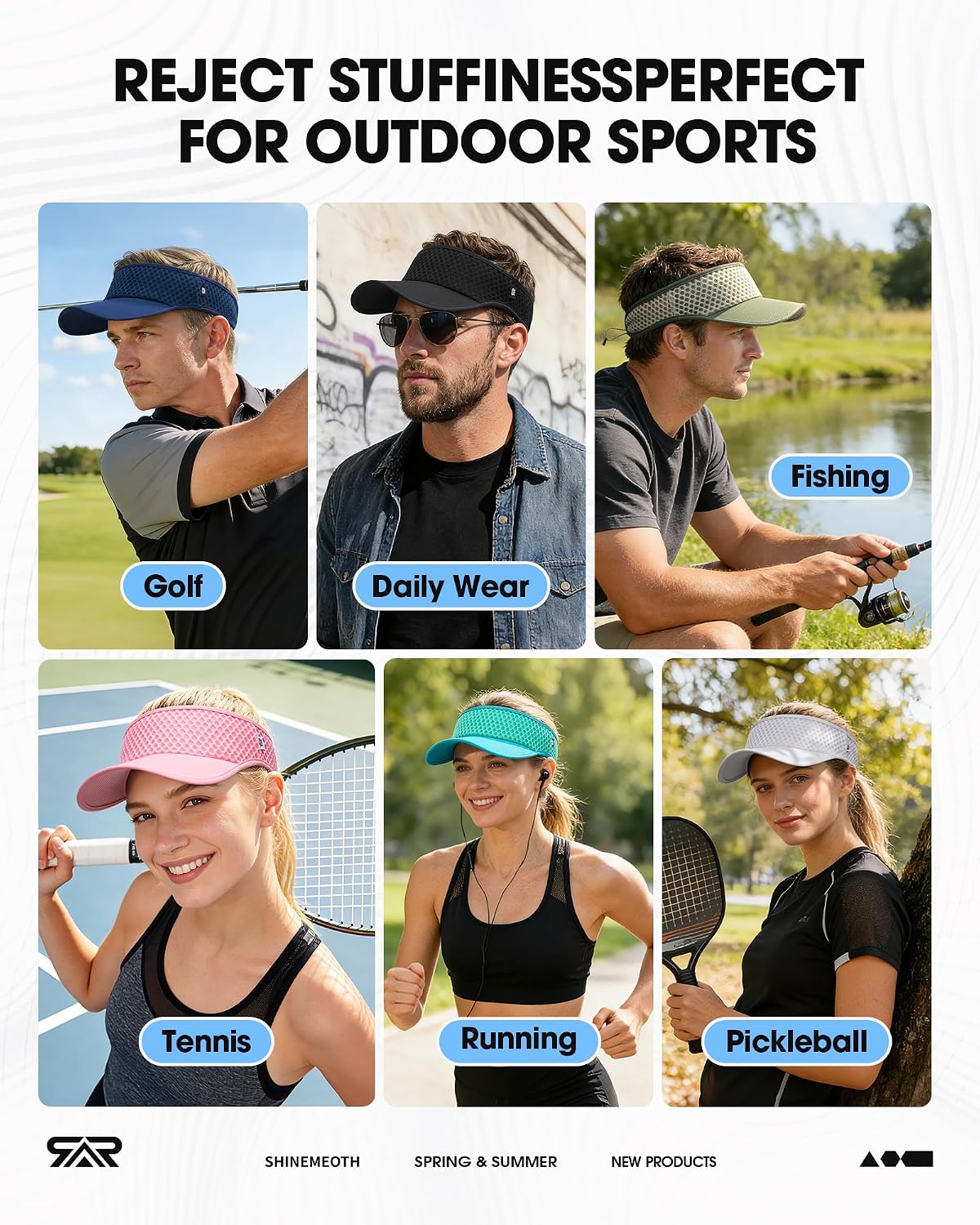 SUNMECI Mesh Breathable Sports Visor - Men Women Adjustable Lightweight Quick Dry Sun Hat for Tennis, Golf, Running - Image 6