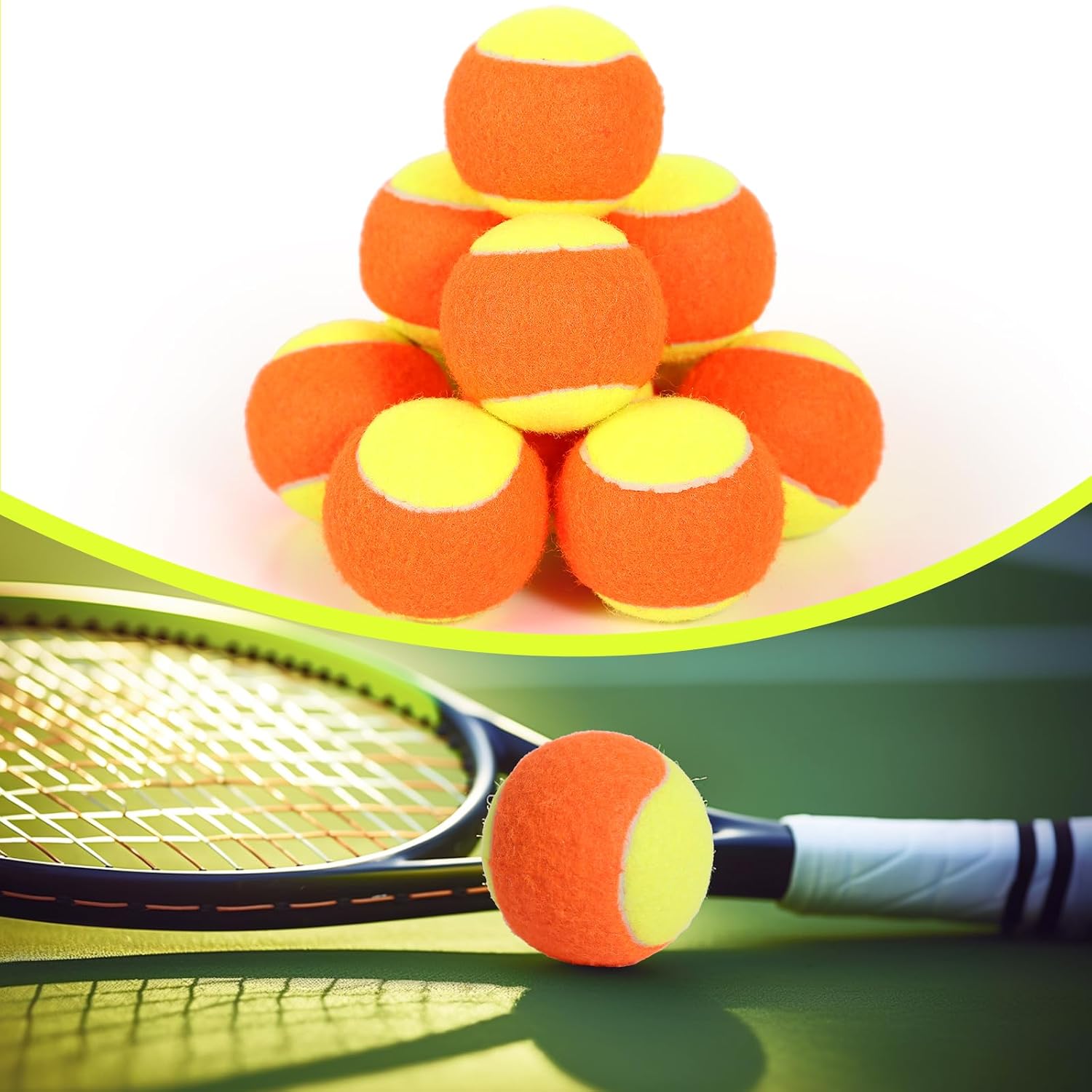 12/18/24/30/40/60 Pack Tennis Balls for Kids 25%-50% Low Compression Stage Tennis Ball for Beginners Youth Kids Training Practicing with Mesh Bag Easy to Transport - Image 4