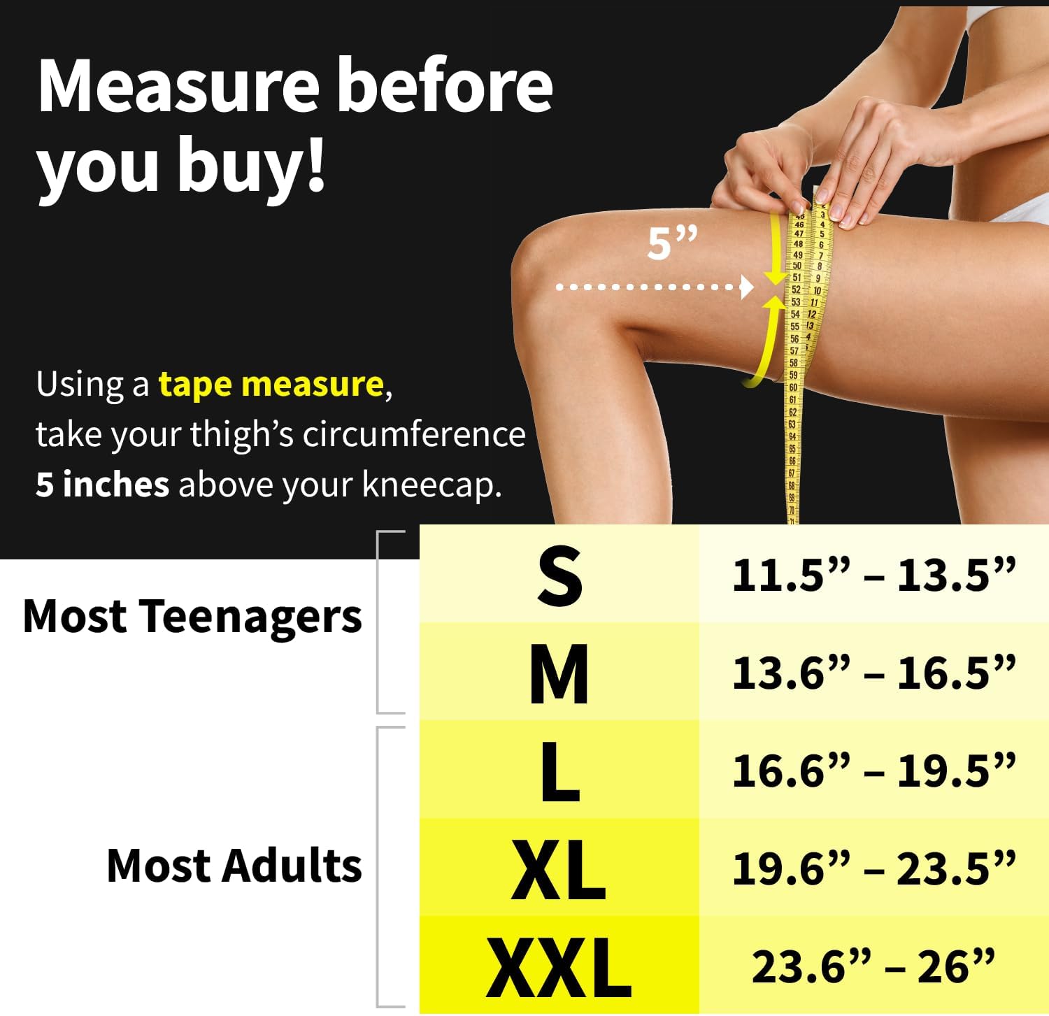 POWERLIX Leg Sleeve - Best Knee Brace for Leg Pain for Men & Women Knee Support for Running, Basketball, Volleyball, Weightlifting, Gym, Workout, Sports Please Check Sizing Chart - Image 6
