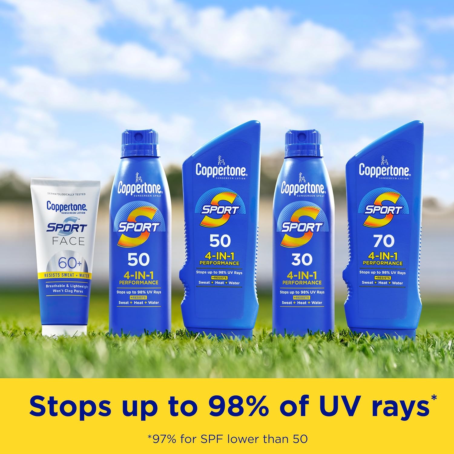 Coppertone Sport Sunscreen Spray SPF 50, Sweat, Heat and Water Resistant Sunblock, Lightweight, Oxybenzone Free, Spray Sunscreen Bulk Pack, 5.5 Oz Bottle, Pack of 3 - Image 5