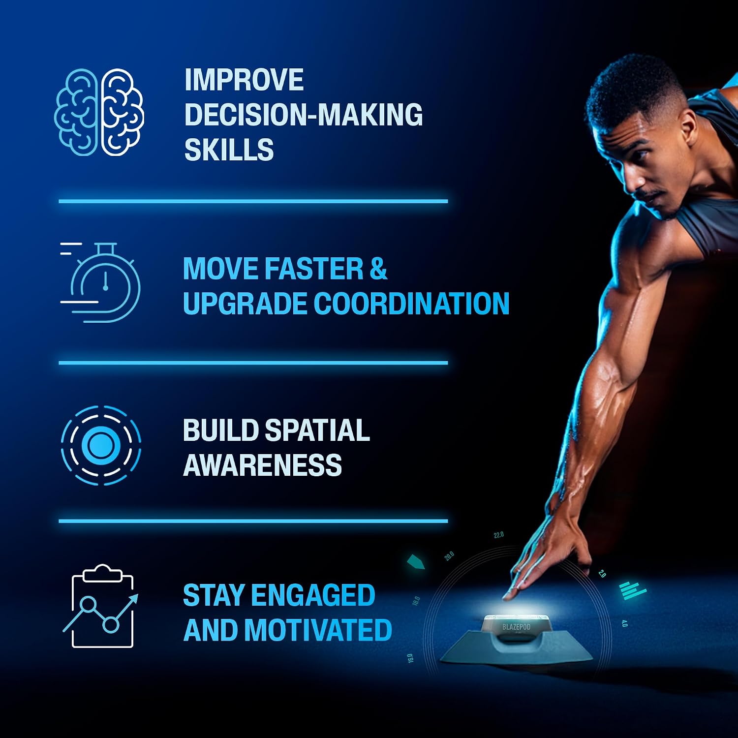 BlazePod Reaction Training Kit Smart Pods for Speed, Agility & Cognitive Drills - Pro-Level Training for Athletes, Trainers, Therapists & Coaches - App Access Included (4 Pods) - Image 4