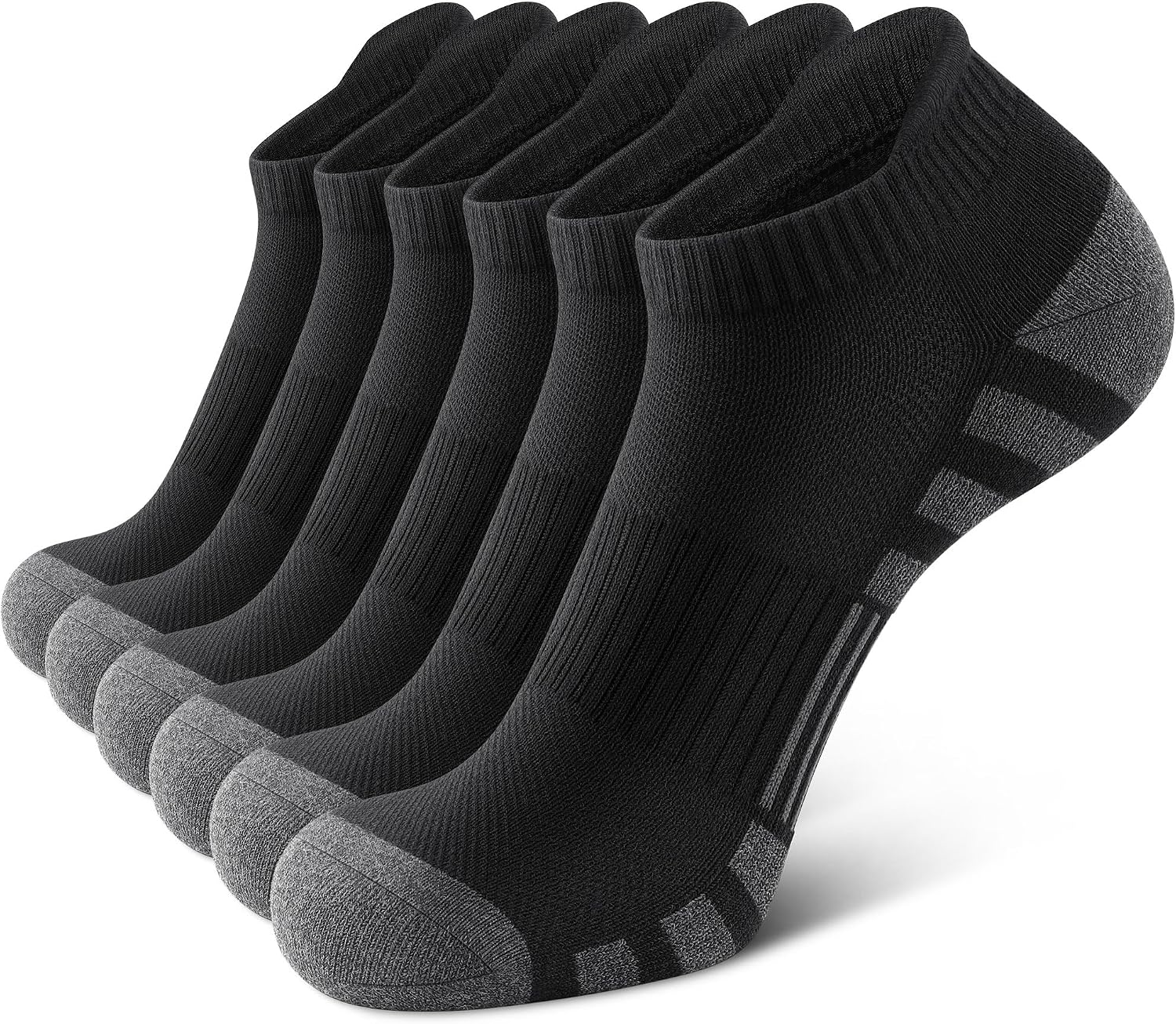 Airacker Athletic Running Ankle Cotton Socks, Low Cut Cushioned functional Anti-Blister Tab Sports Socks for Men Women 6pairs