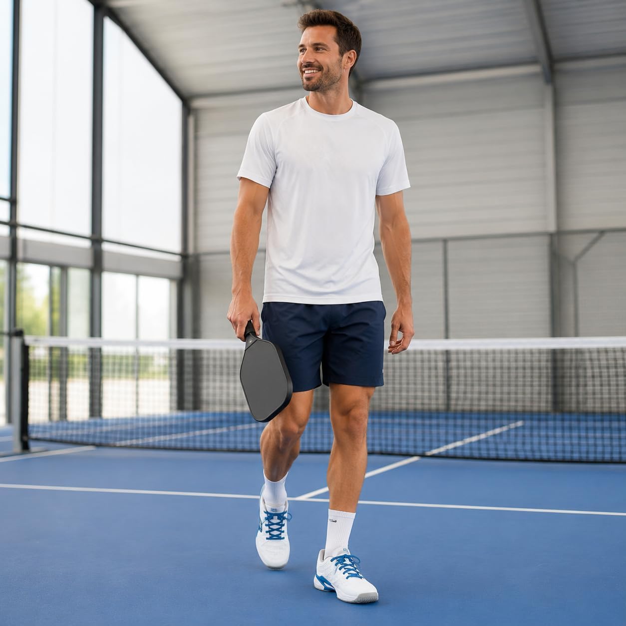 Pickleball Shoes Men Tennis Court Sneakers Indoor Outdoor Breathable Athletic Sports Lightweight Non Slip Whiteblue - Image 9