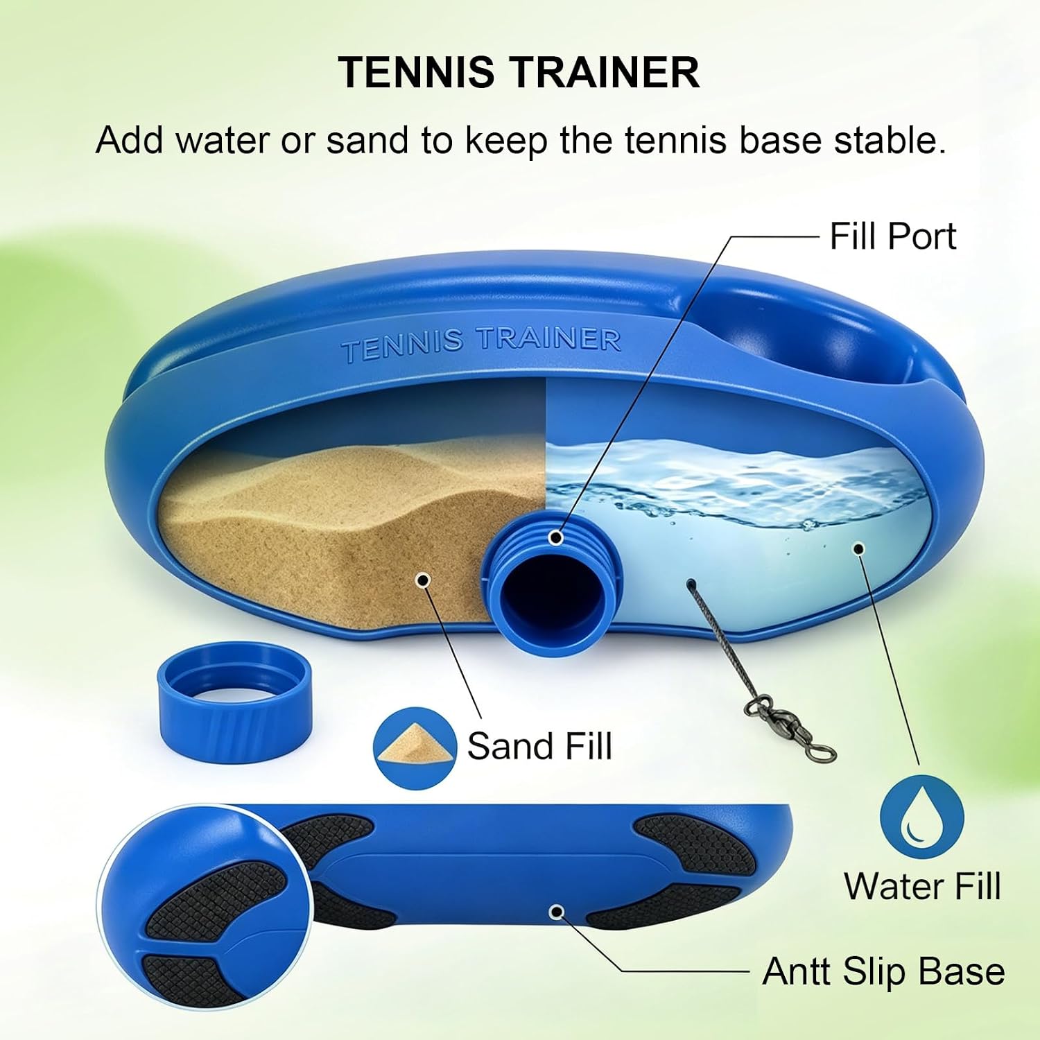Tennis Rebounder Trainer, Portable Self Practice Tennis Training Equipment with Stable Base, String Attached Rebound Ball for Backyard Indoor Outdoor Solo Training - Image 4