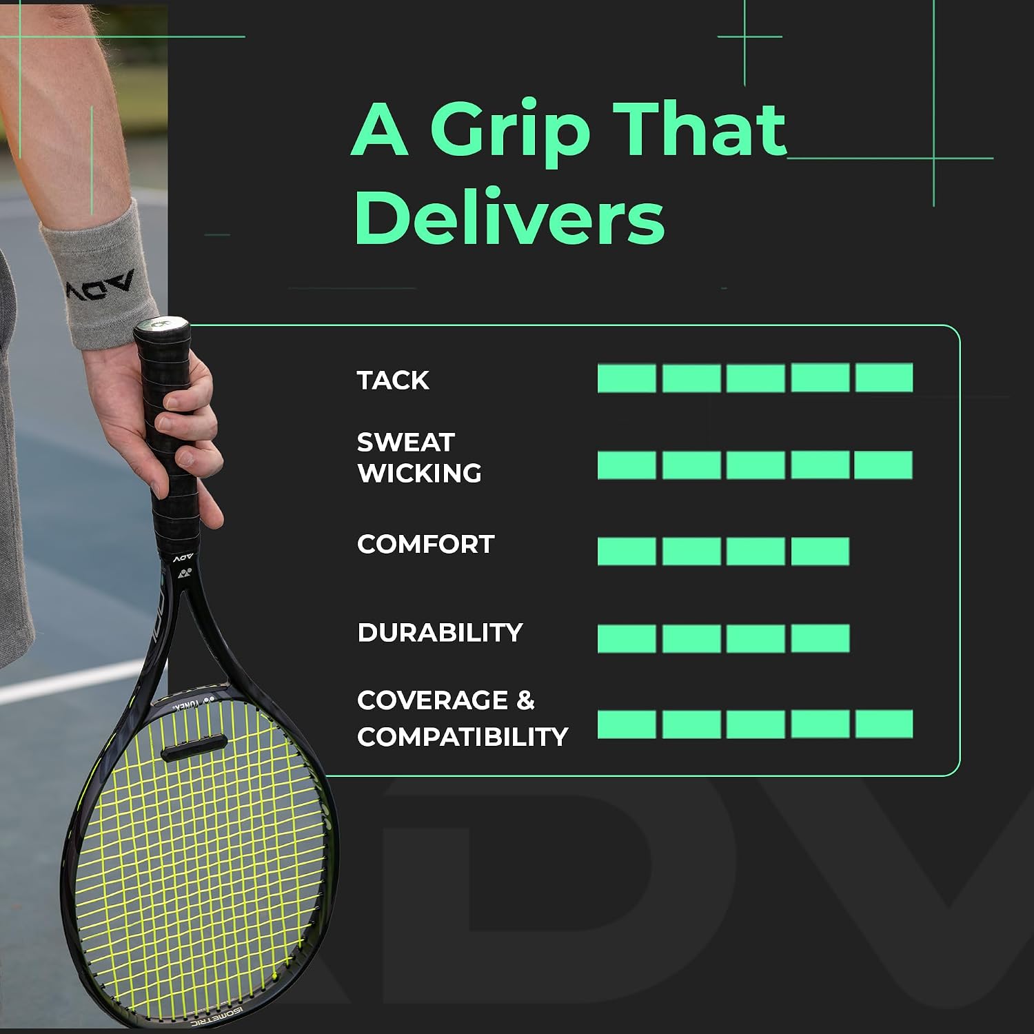 ADV MaxTac Tacky Tennis Overgrip - 6 Pack Extremely Sticky Non-Slip Tennis Grips Overgrip - Razor-Thin & Easy to Use Pro Tennis Racquet Grip Tape (6-Pack White) - Image 6
