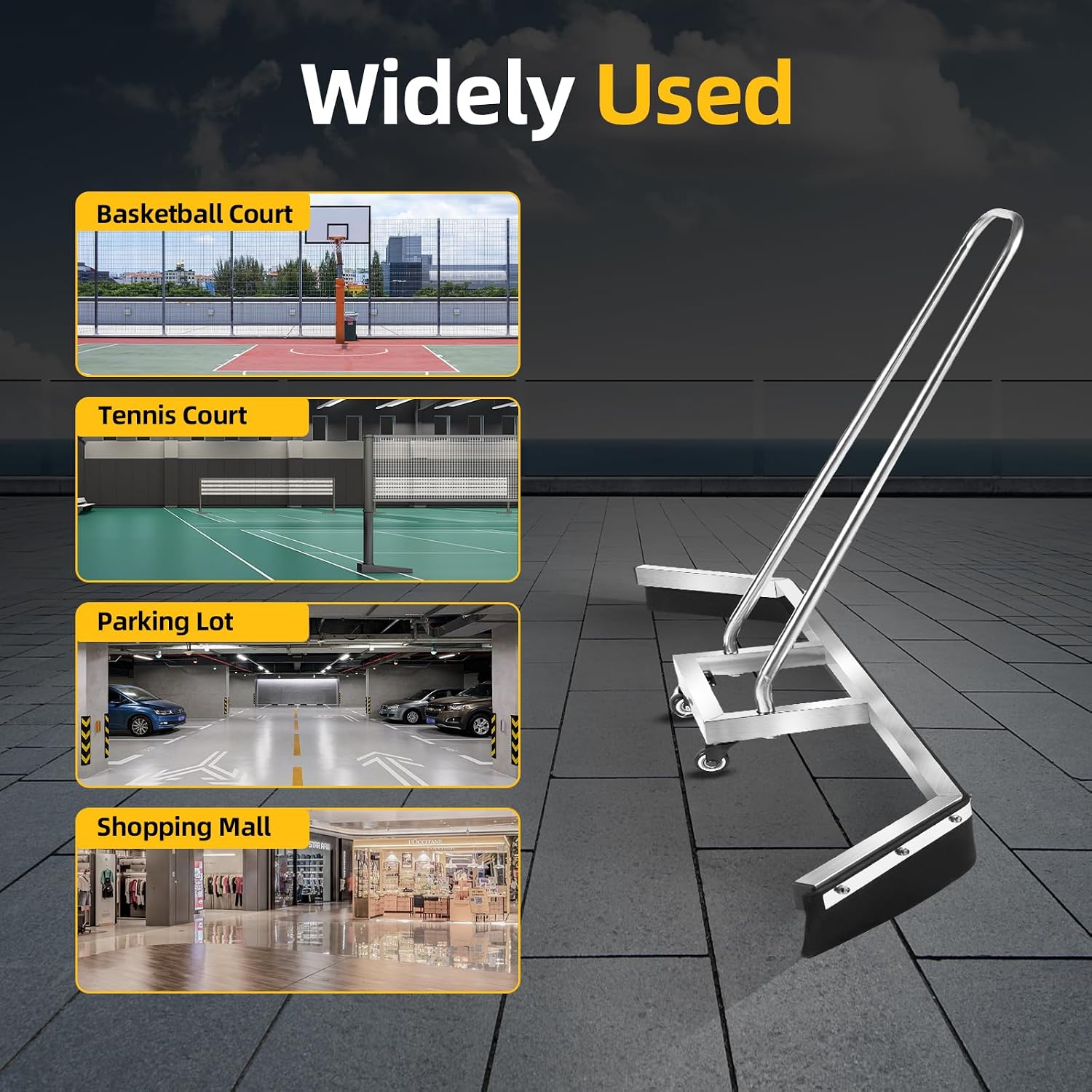 Heavy Duty Tennis Court Dryer-Surface Squeegee-Court Water Remover-Rain Shuttle,Portable Lightweight Silver Court Pusher Durable Non-Rusting Squeegee for Tennis Courts, Basketball Courts - Image 7