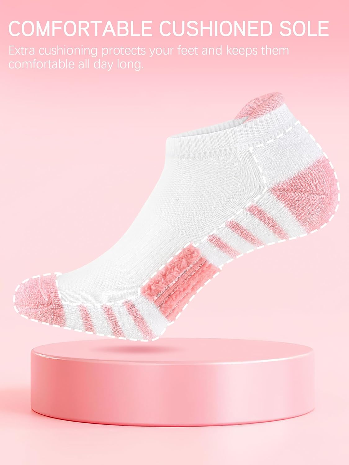 Airacker Athletic Running Ankle Cotton Socks, Low Cut Cushioned functional Anti-Blister Tab Sports Socks for Men Women 6pairs - Image 7