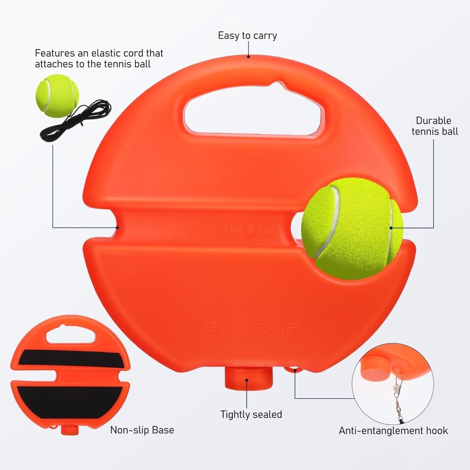 Solo Tennis Trainer Rebound Ball, 2026 Upgraded Portable Tennis Practice Wall, Tennis Ball On Rope, 4 Colors Portable Tennis Movement Trainer for Wall Drills & Parks or Backyard Training - Image 7