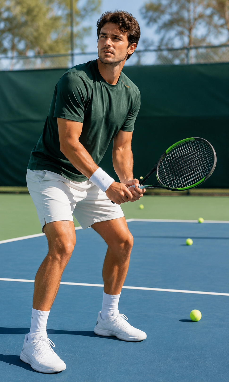 Tennis player sitting on court