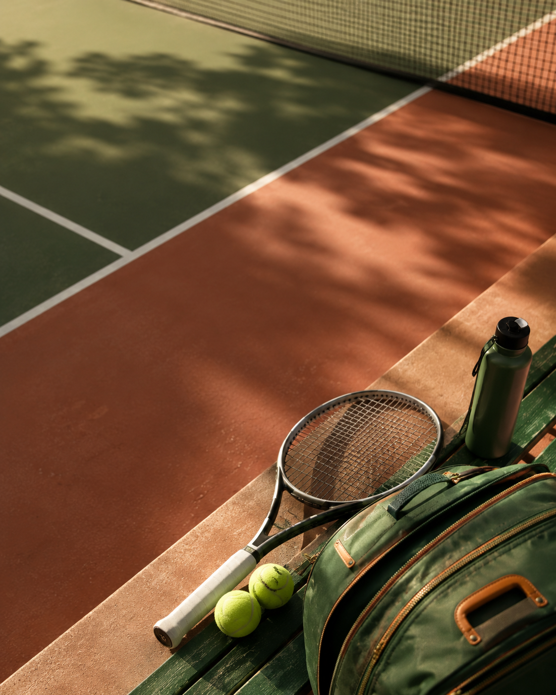 Tennis racket and court