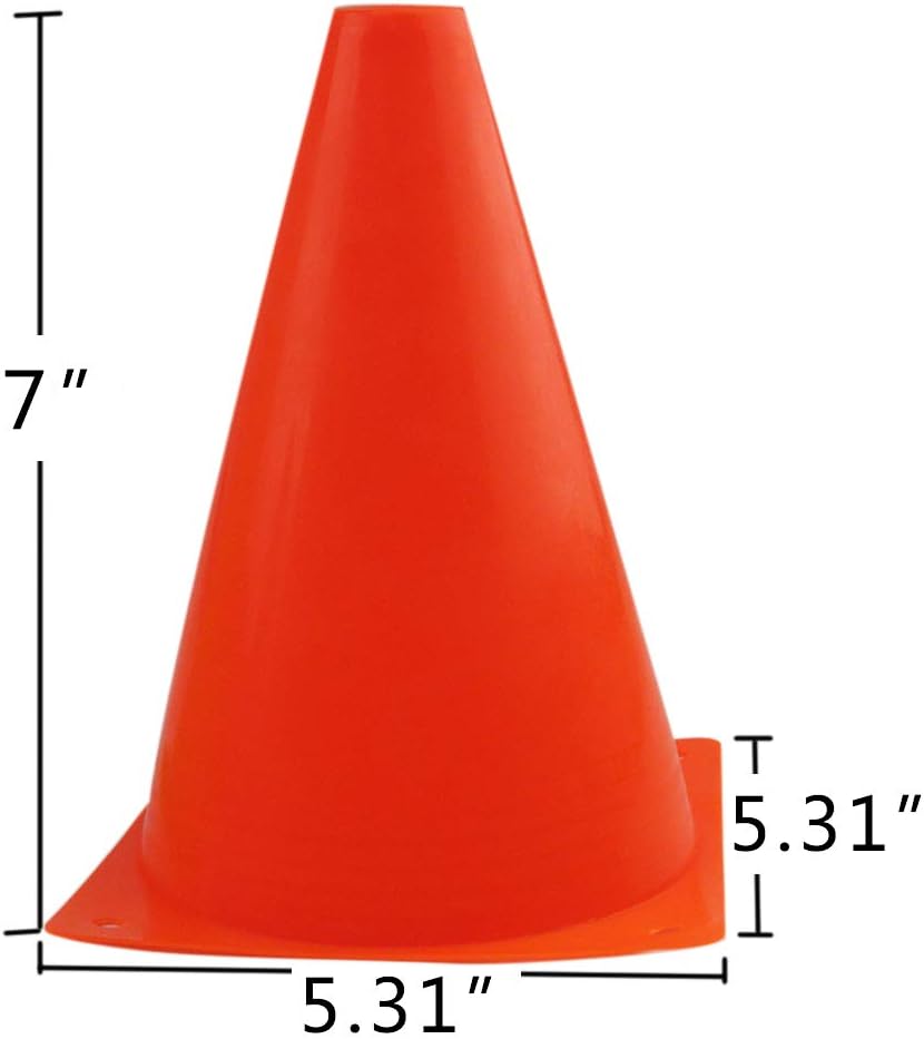 Mirepty 7 Inch Plastic Traffic Cones Sport Training Agility Marker Cone for Soccer, Skating, Football, Basketball, Indoor and Outdoor Games - Image 2