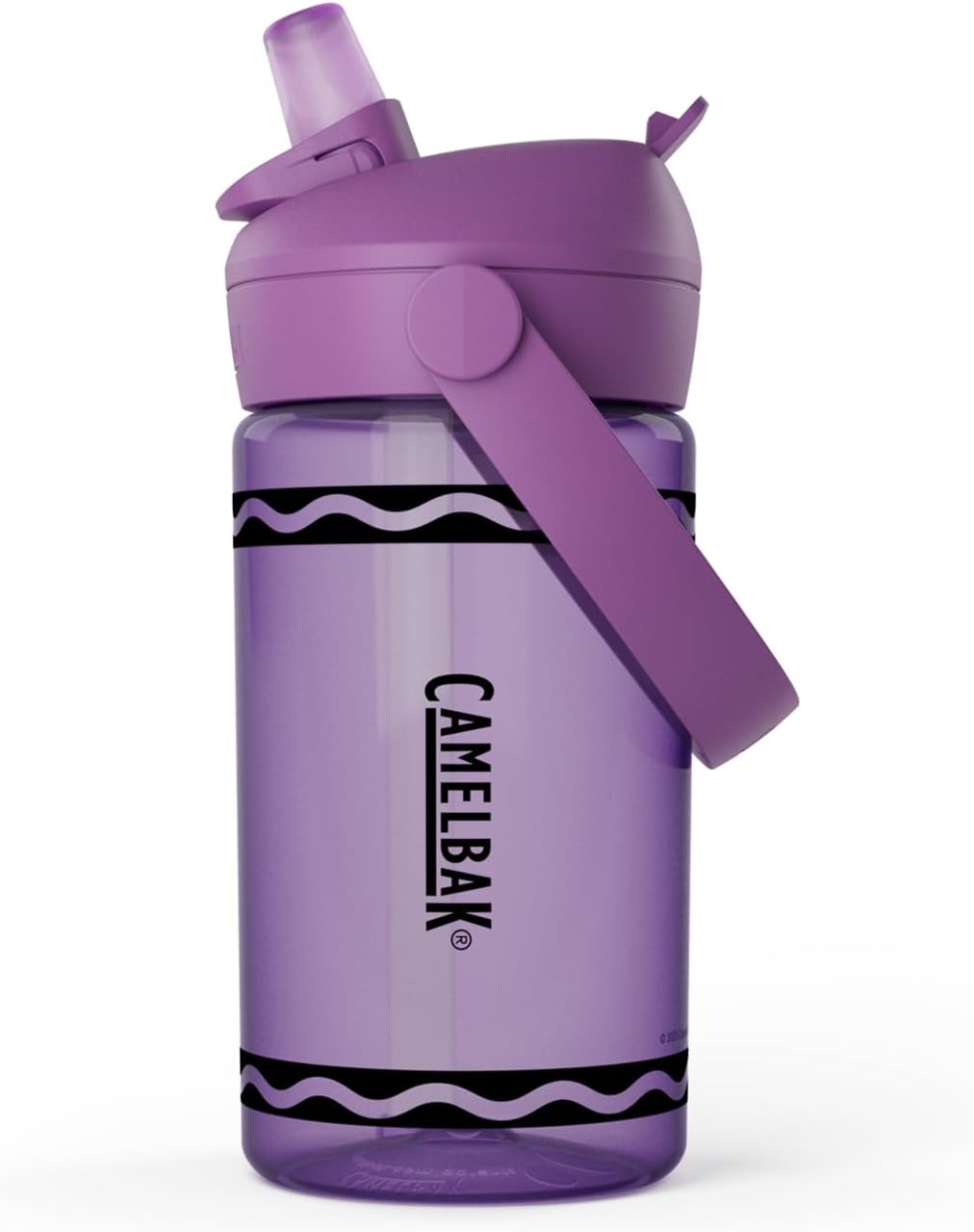 CamelBak Crayola Flip Straw Kids Water Bottle with Bite Valve, Tritan Renew Design for School and Everyday Use, 14oz, Violet - Image 2