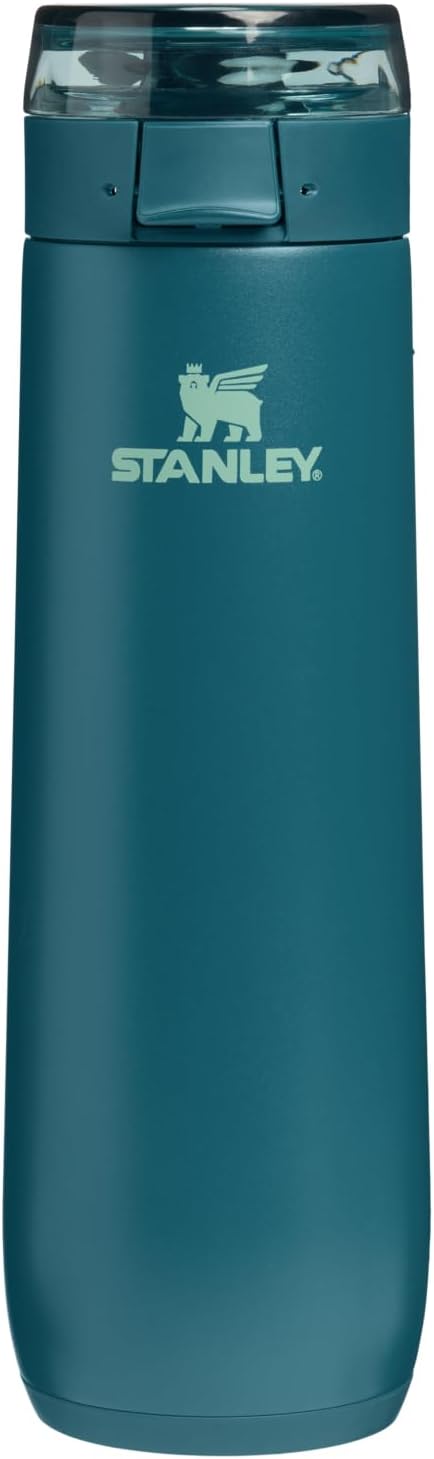 STANLEY Flowstate Spring Bottle | Leakproof Water Bottle with Carry Strap & Flip-Top Locking Lid | Insulated Stainless Steel | Fits Most Cup Holders | BPA-Free | 20 oz | Coastal Teal