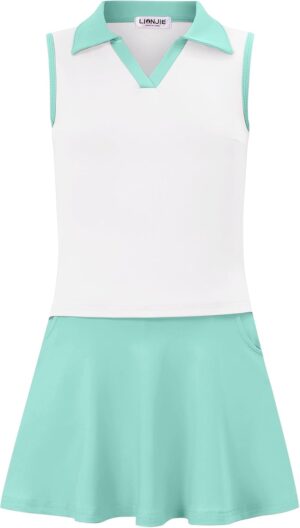 Kids Girls Tennis Golf Dress Outfit...