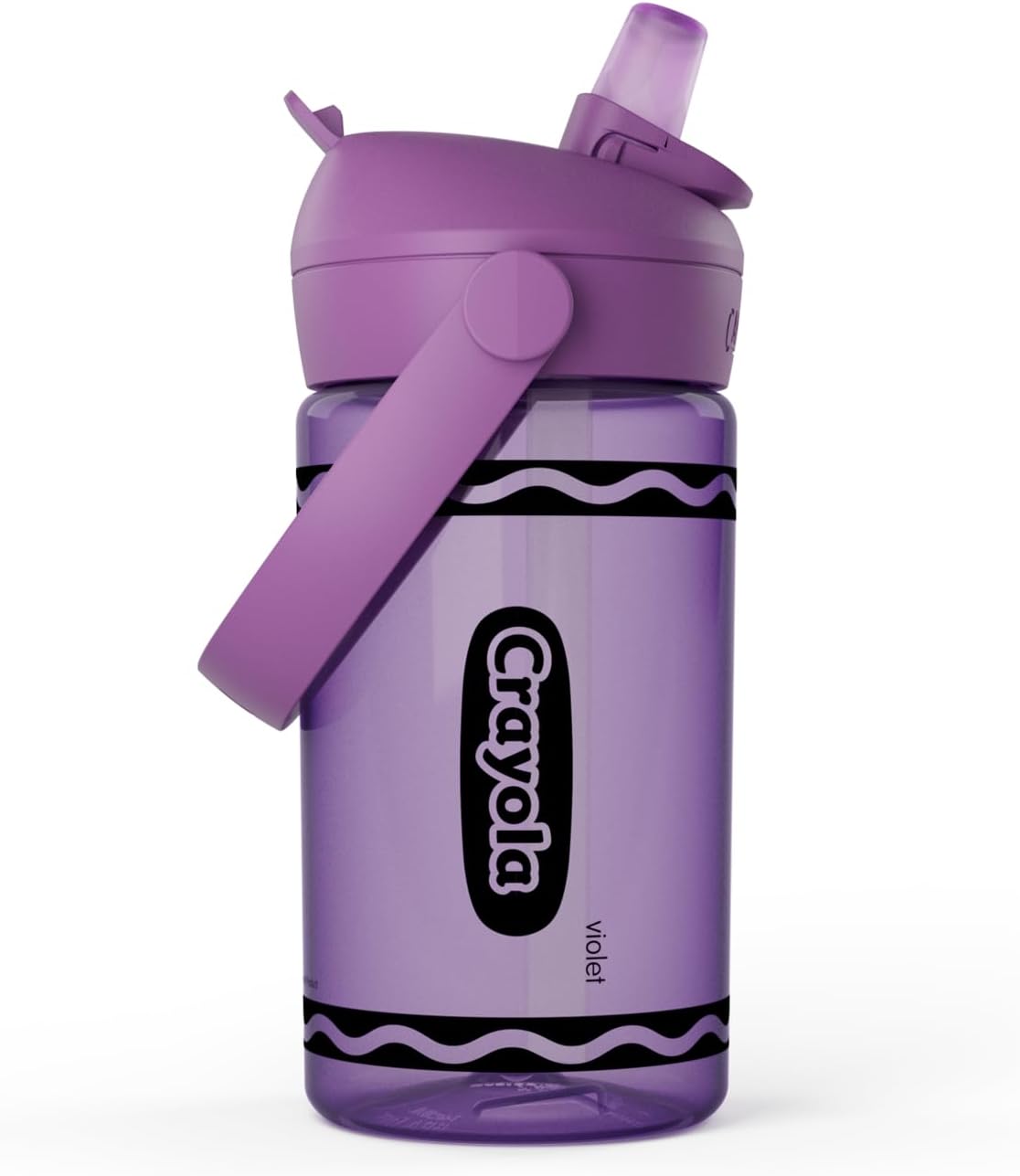 CamelBak Crayola Flip Straw Kids Water Bottle with Bite Valve, Tritan Renew Design for School and Everyday Use, 14oz, Violet