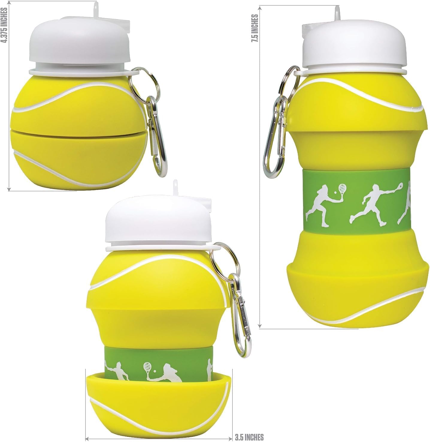 Maccabi Art Clip-On Collapsible BPA-Free Silicone Tennis Ball Water Bottle for Kids, 18 Oz. Size - Image 2