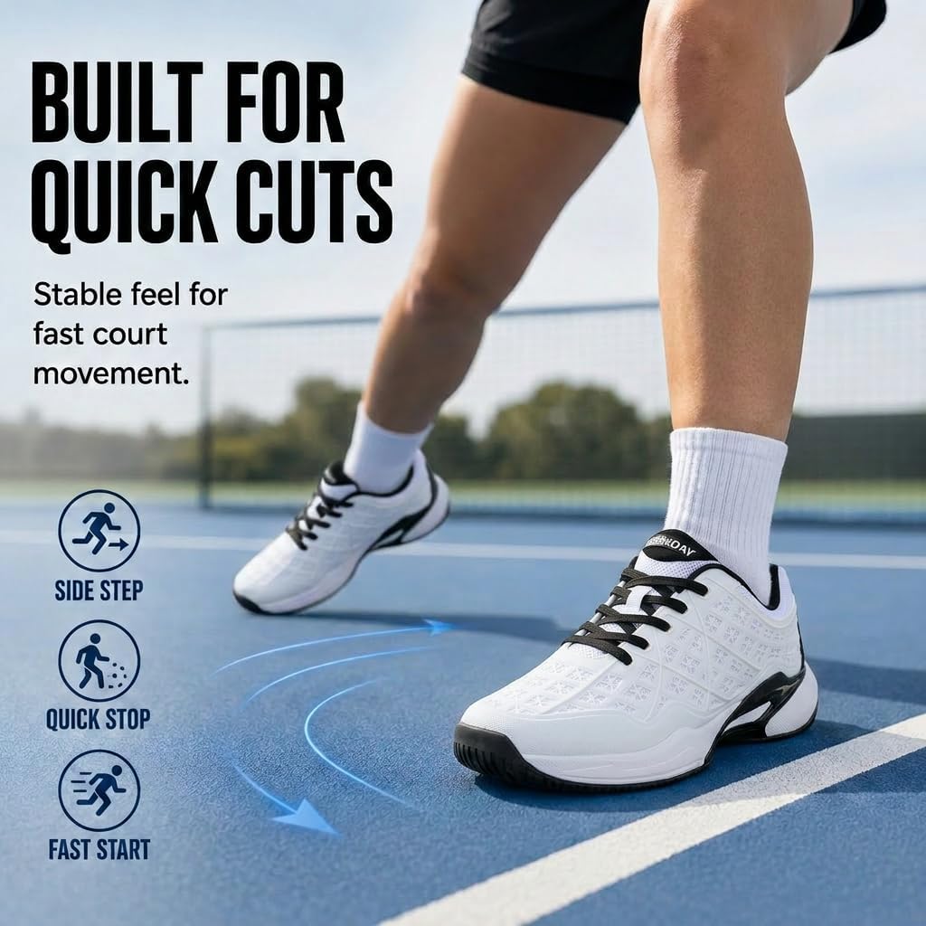 Pickleball Shoes Men Tennis Court Sneakers Indoor Outdoor Breathable Athletic Sports Lightweight Non Slip - Image 5