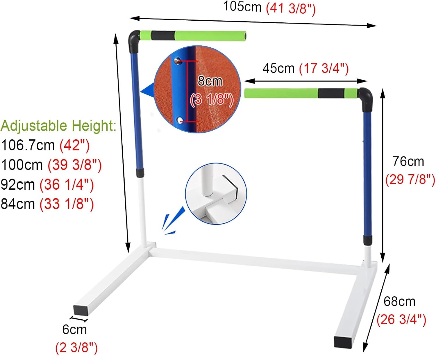 Hurdles Outdoor Jumping Training Hurdles 29.92 in - 42 in, Soccer Basketball Speed Workout Hurdling, Athlete/Coach Agility Trainer Equipment - Image 6