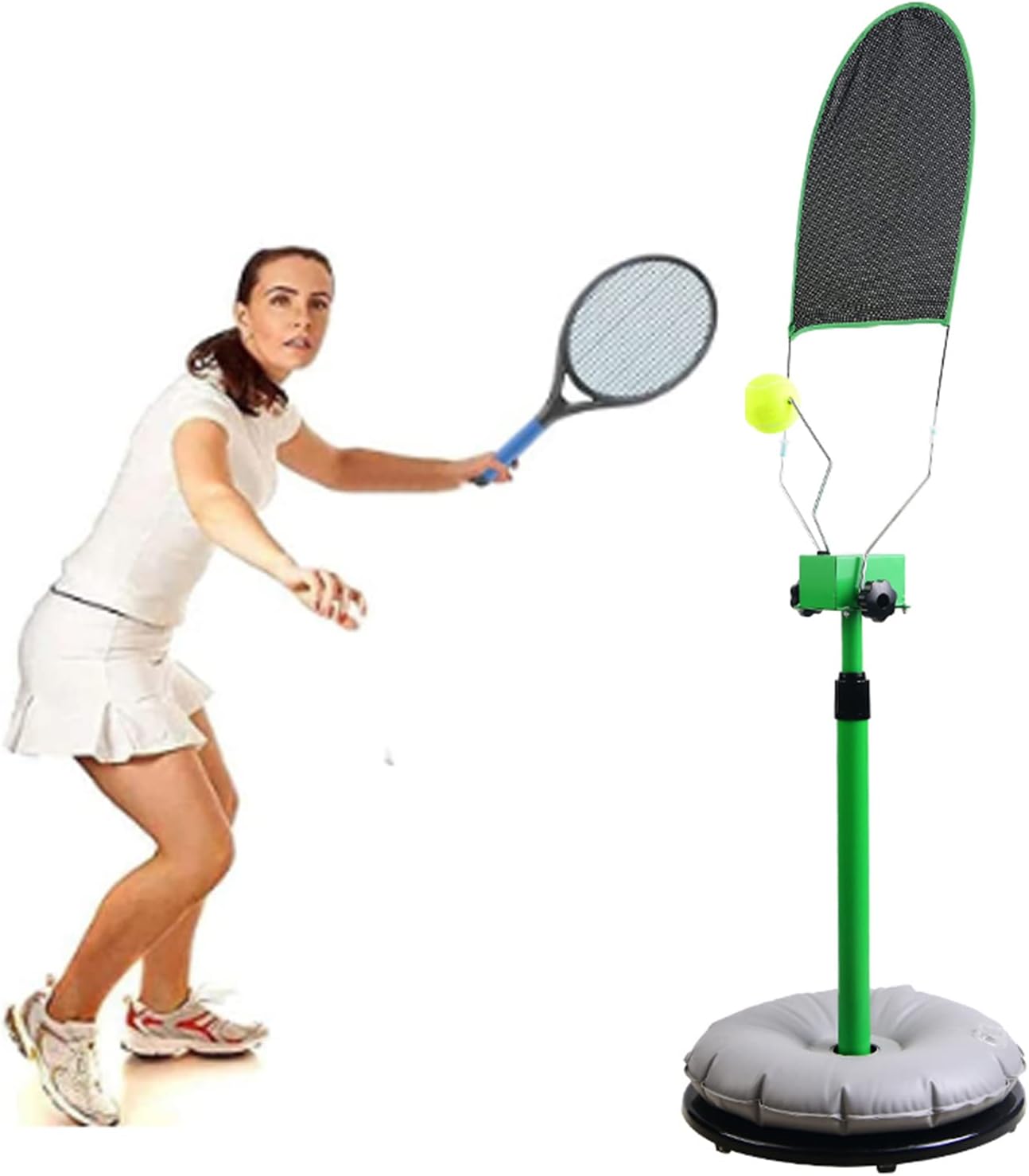 Tennis Training Aid Machine, Portable Single Player Serve Auxiliary Trainer with Adjustable Height, Tennis Machine for Kids Adults