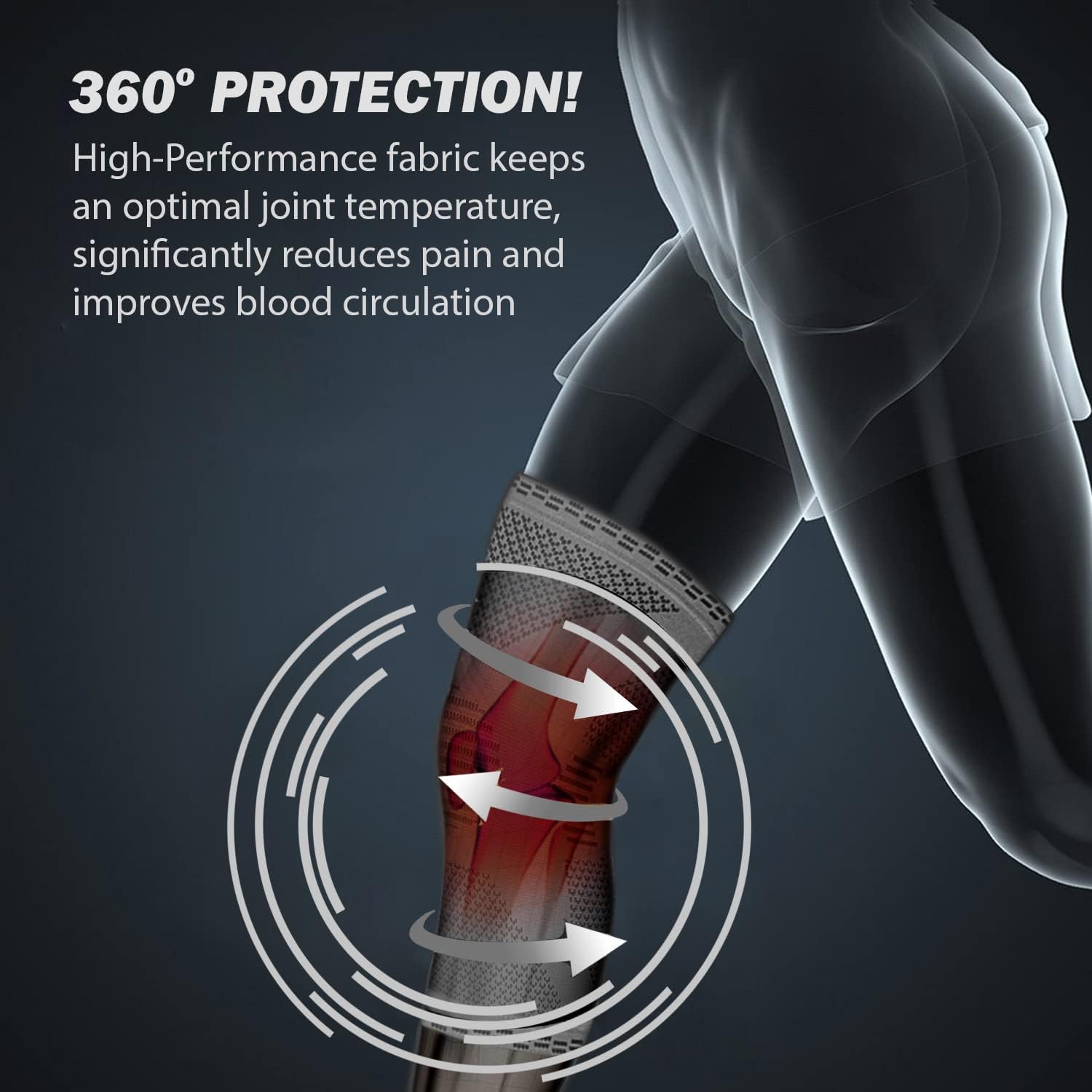 POWERLIX Knee Compression Sleeve - Best Knee Brace for Knee Pain for Men & Women – Knee Support for Running, Basketball, Volleyball, Weightlifting, Gym, Workout, Sports - (Gray L) - Image 3