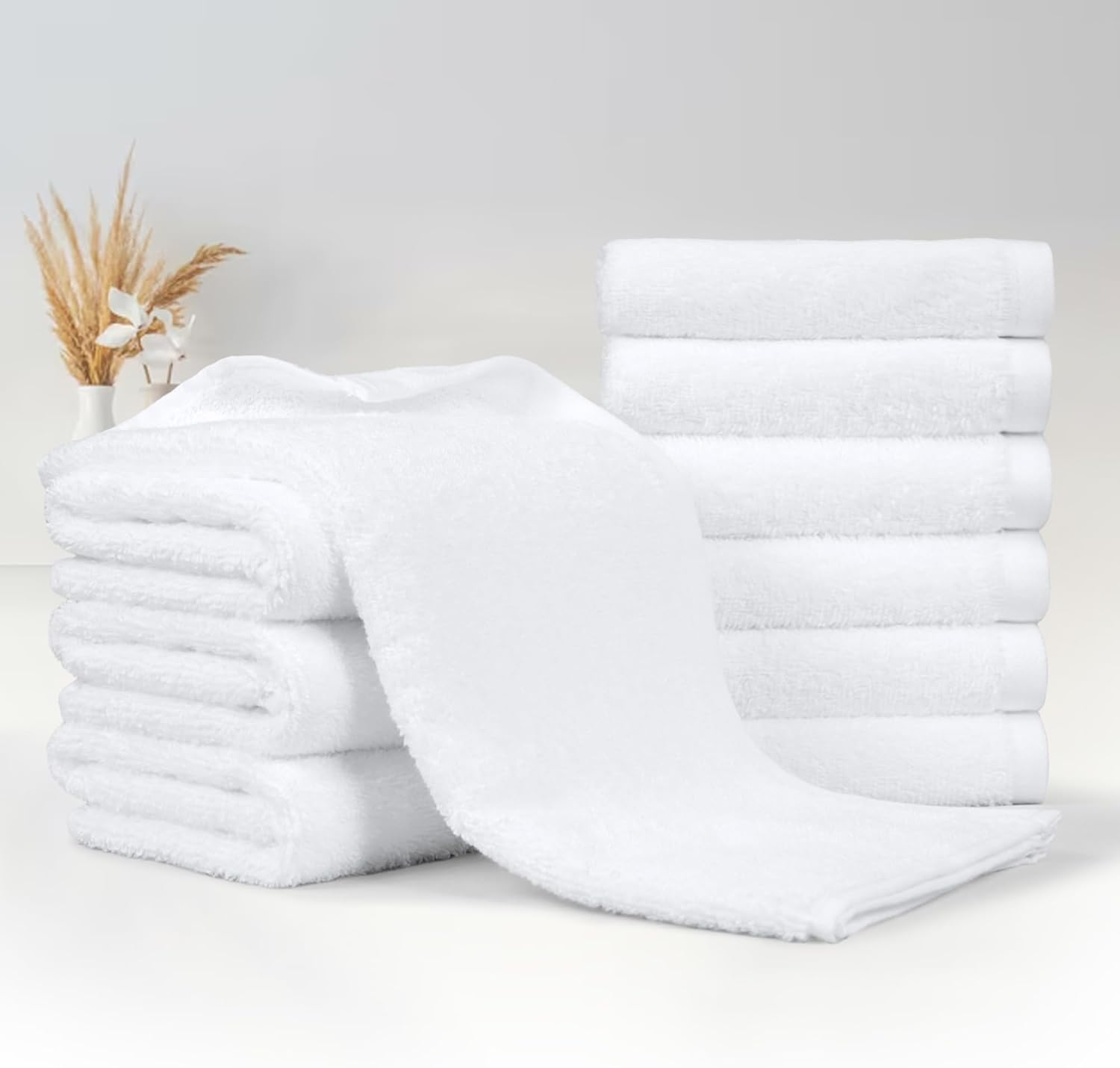 Amazon Basics Soft and Thick Cotton Hand Towels for Bath, Kitchen, Gym, 16 x 26 in, White, 12-Pack - Image 5
