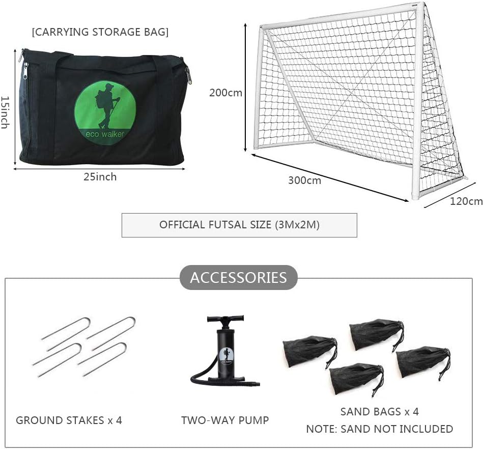 Inflatable Soccer Goal with Net, Carrying Bag, Two Way Pump, Set Up in 30Seconds, Safe Durable and Portable for Training - Image 3