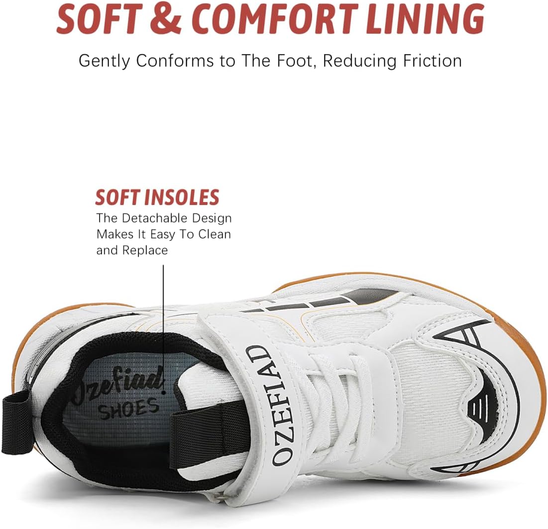 Boys Girls Badminton Shoes Kids Court Tennis Shoes Pickleball Racket Sneakers for Child Comfort Non Marking Anti-Slip Sport Squash Shoes (Little Kids/Big Kids) - Image 5