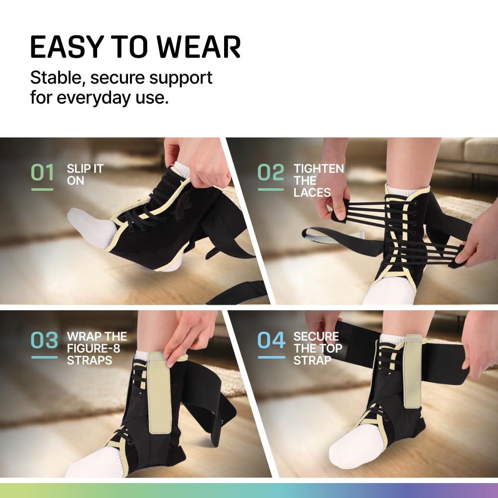 MODVEL Slim Lace Up Ankle Brace, Adjustable Ankle Braces for Men, Ankle Brace for Women, Ankle Support for Women – Figure 8 Ankle Brace Strapping with Soft Pads for Sprained Joint Stability Ankle Wrap - Image 6