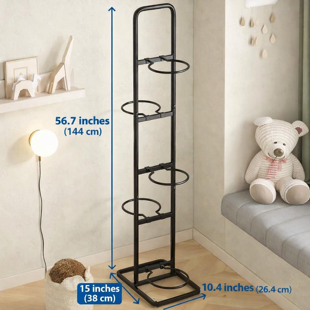 Vertical Ball Storage Rack - Adjustable 5-Tier Sports Organizer Stand for Basketball, Soccer, Volleyball and More(56.7inches) - Image 5